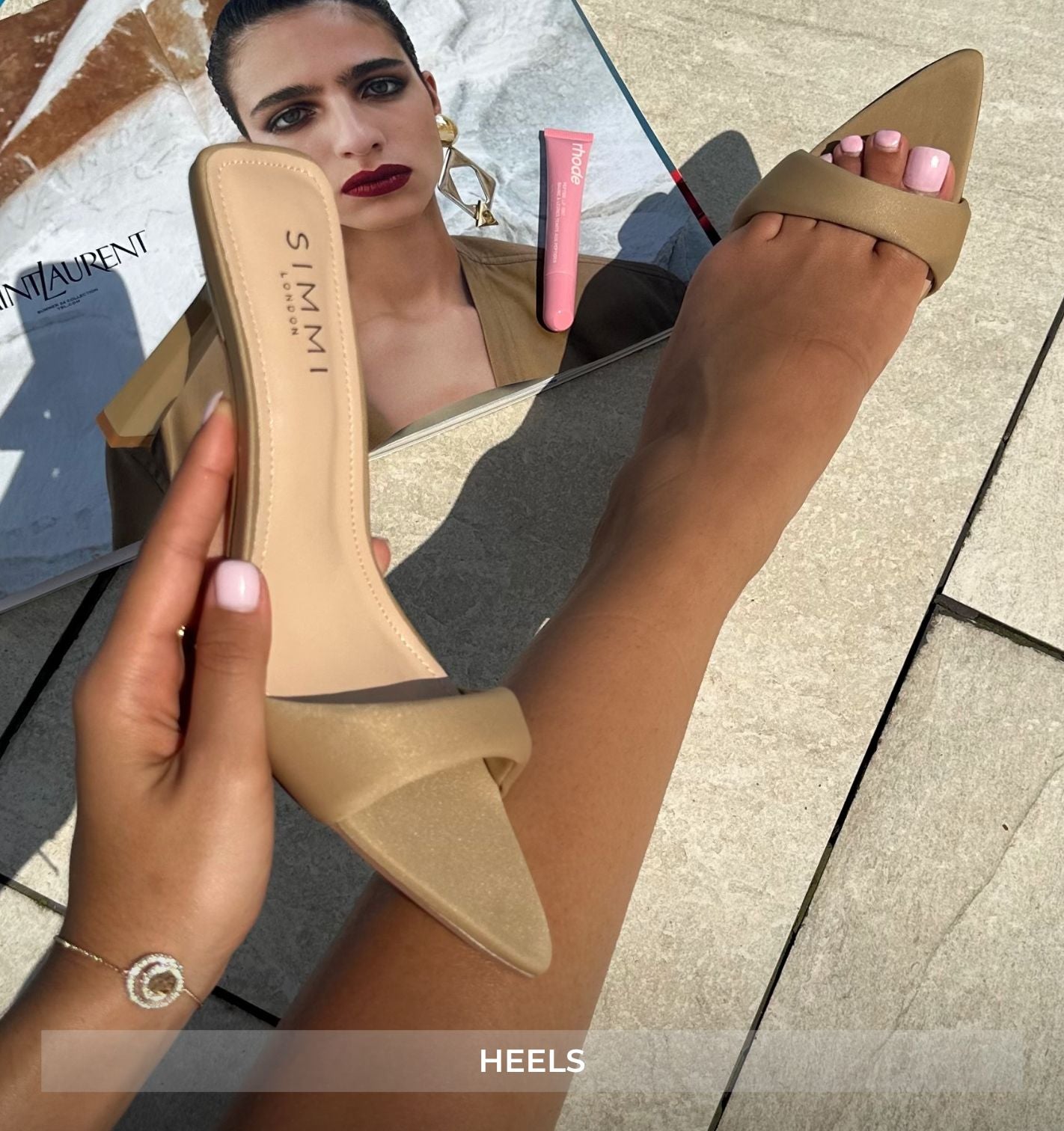 lolly slip on pointed mules with maginzine behind | SIMMI London