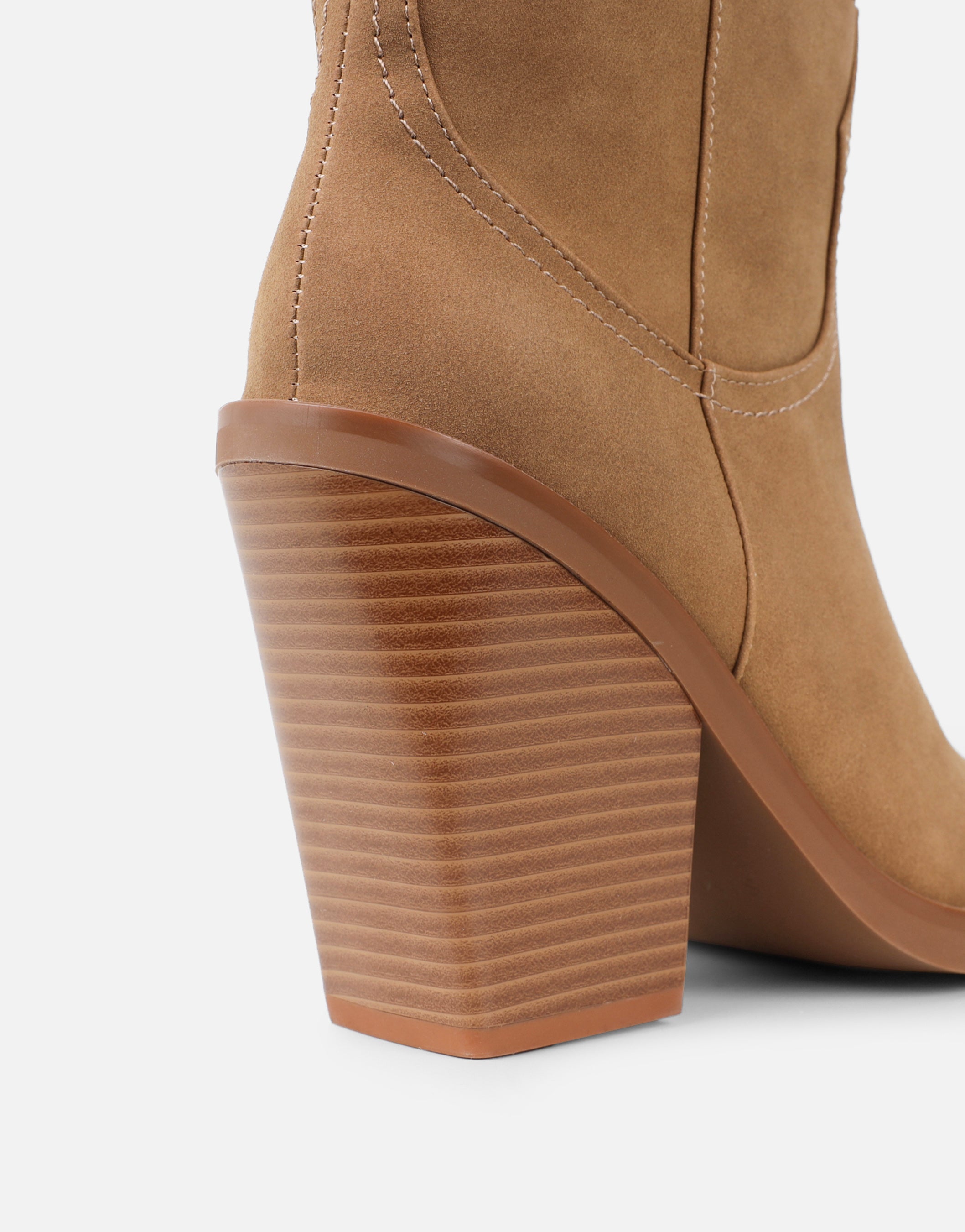 Mercy Camel Suede Western Heeled Boots | SIMMI London