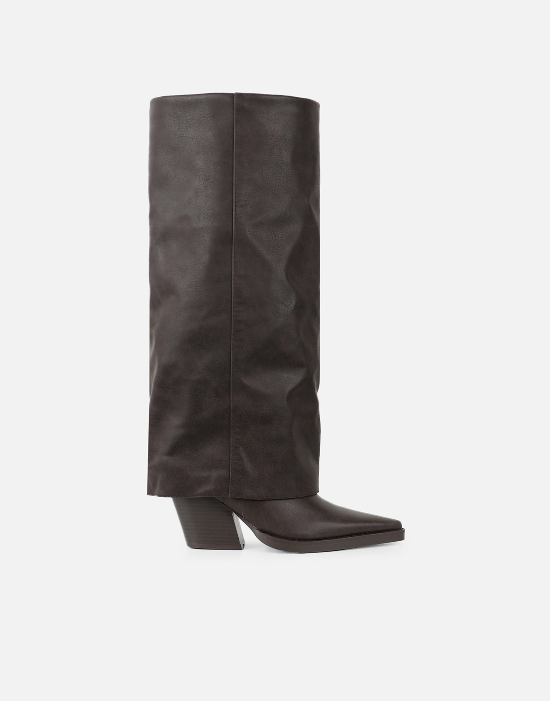 Kiarra Brown Western Foldover Heeled Boots | SIMMI London