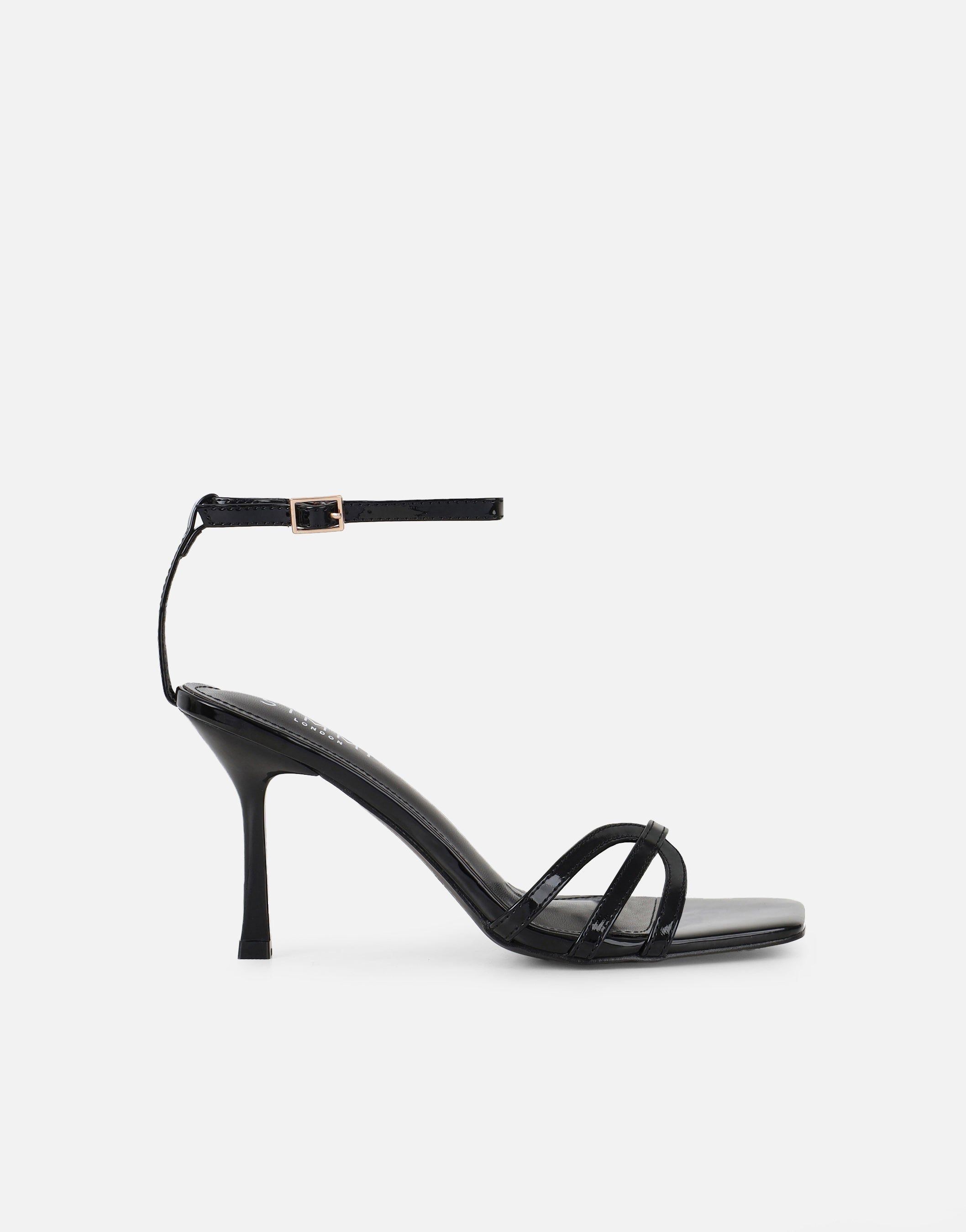 Meela Black Patent Heeled Sandals | SIMMI London