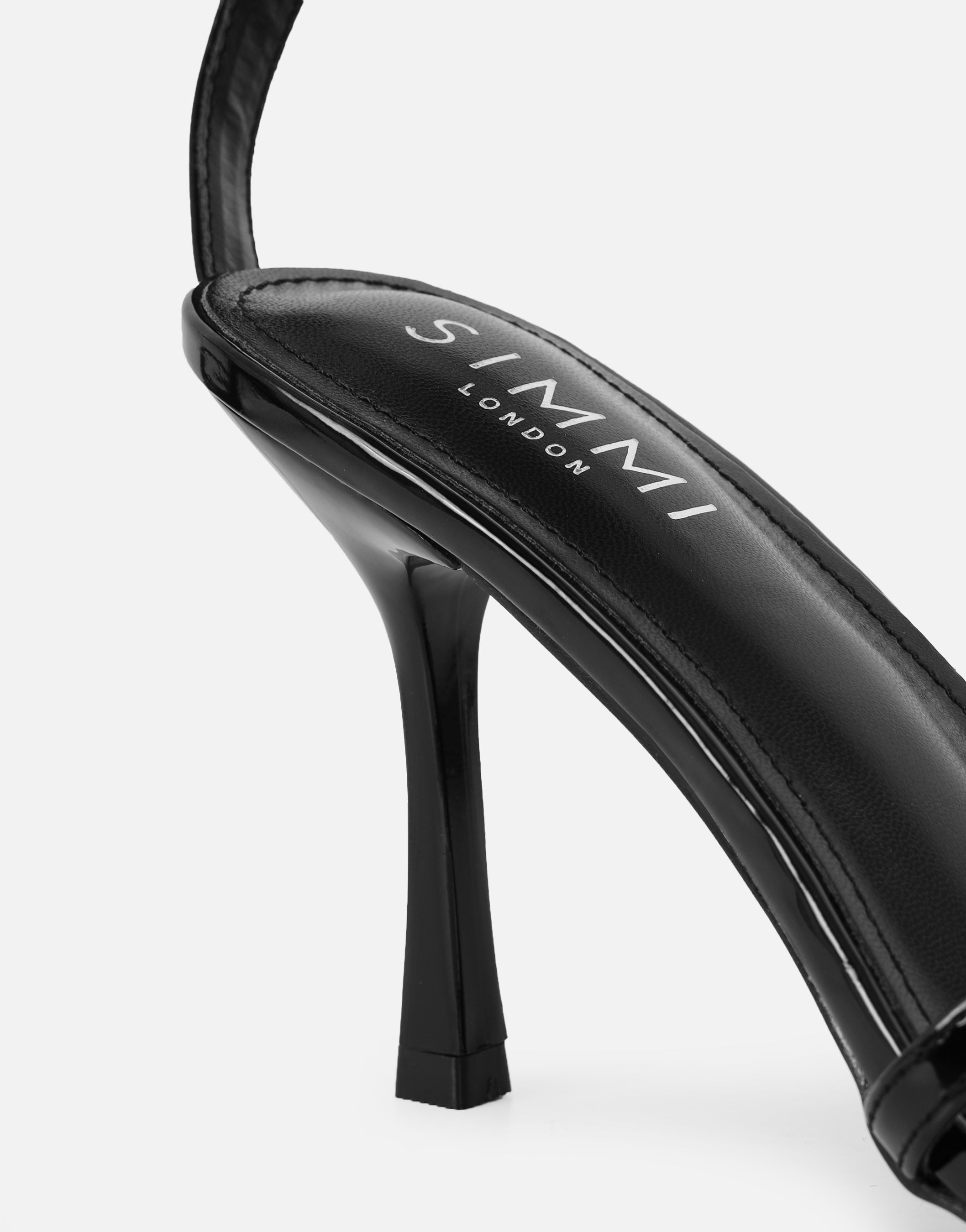 Meela Black Patent Heeled Sandals | SIMMI London