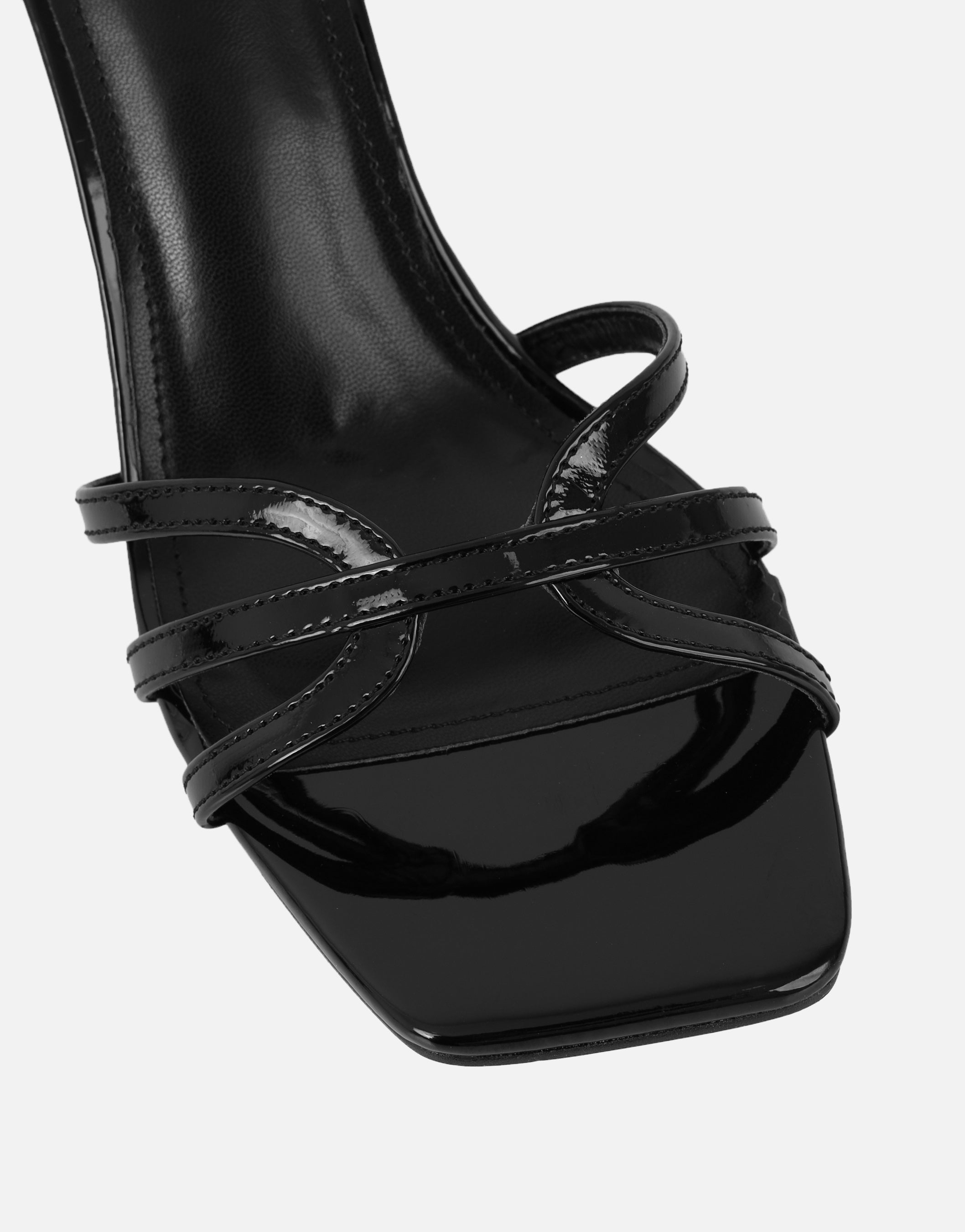 Meela Black Patent Heeled Sandals | SIMMI London