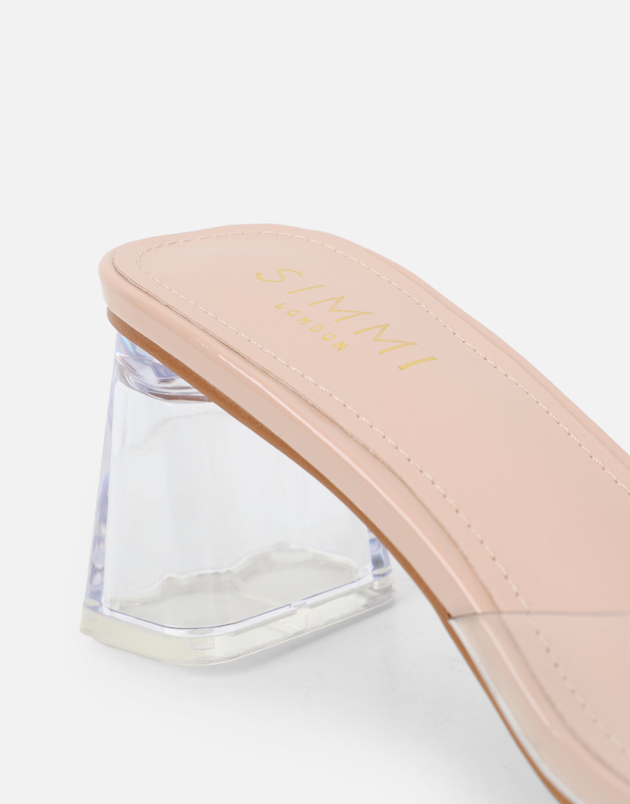 Dina Nude Low Clear Block Heeled Sandals | SIMMI London