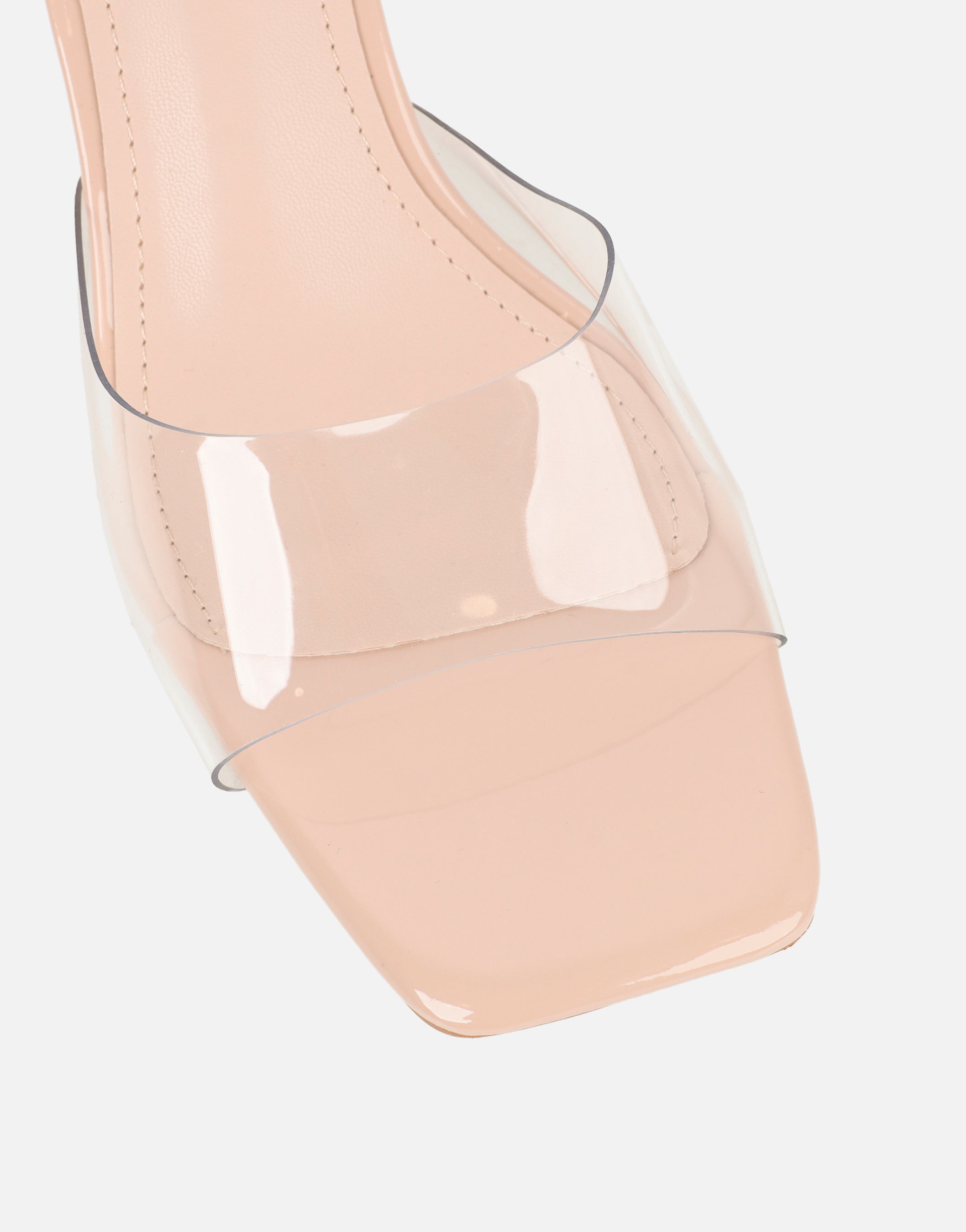 Dina Nude Low Clear Block Heeled Sandals | SIMMI London