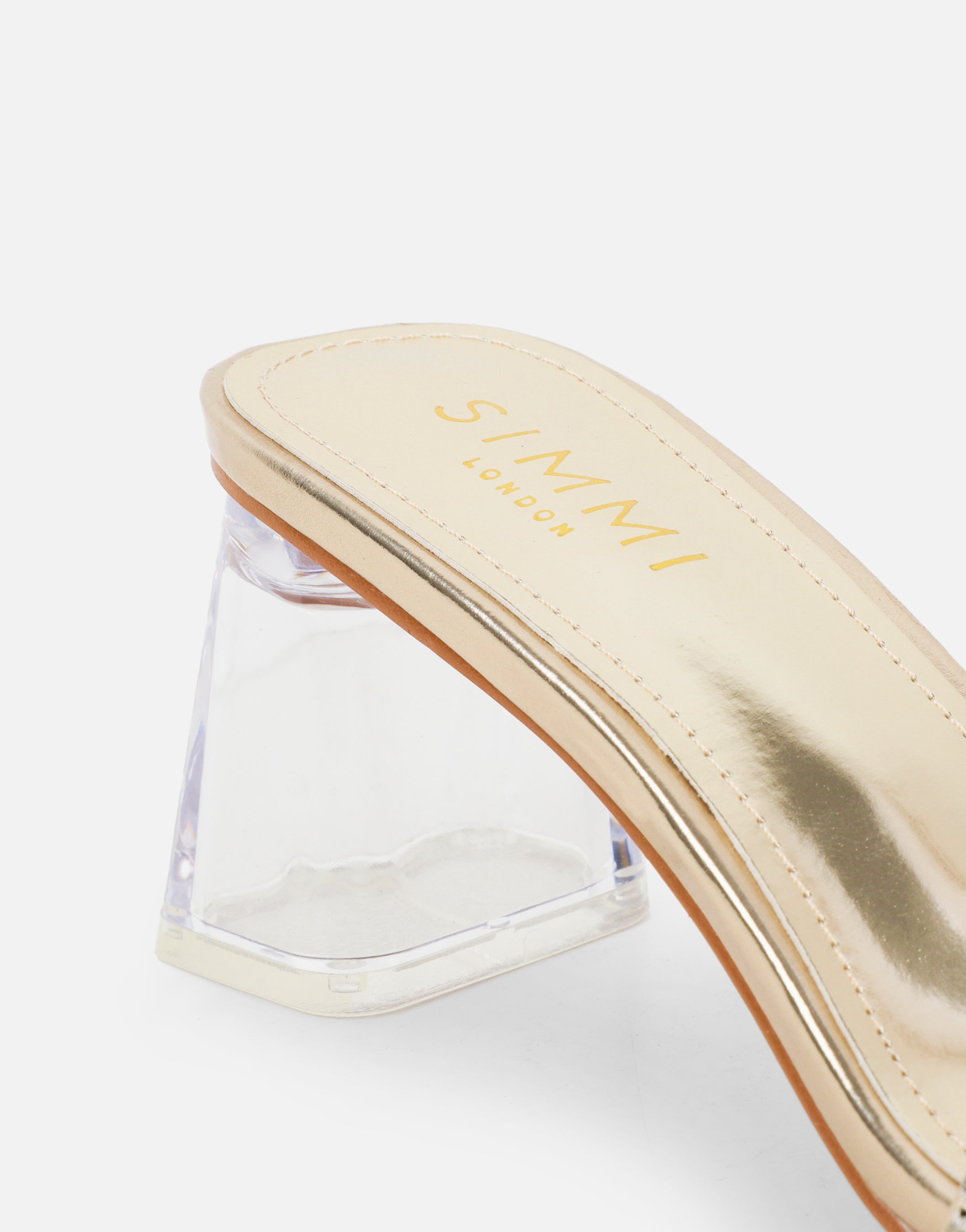 Zeena Gold Metalic Clear Diamante Mules | SIMMI London