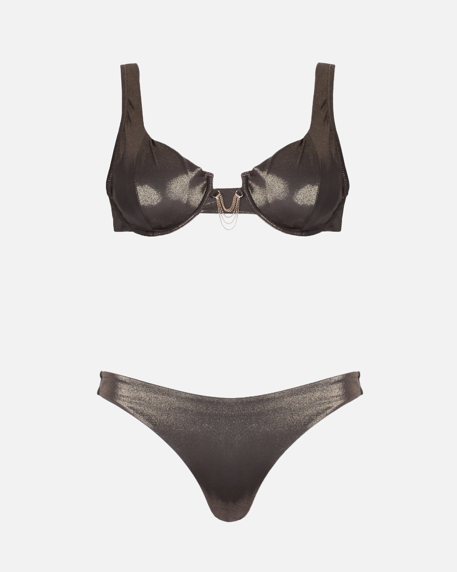 Nori Bronze Shimmer Bikini Set | SIMMI London