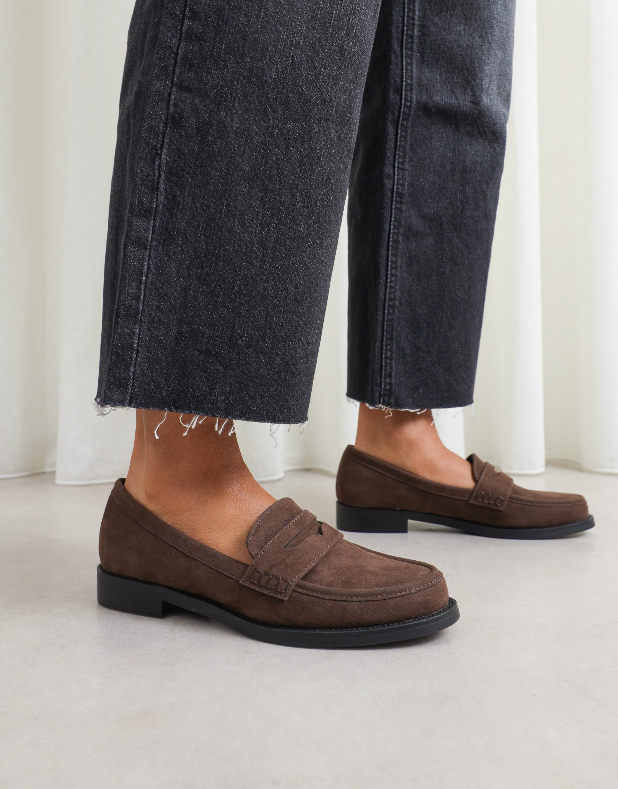 Dime Brown Suede Penny Loafers | SIMMI London