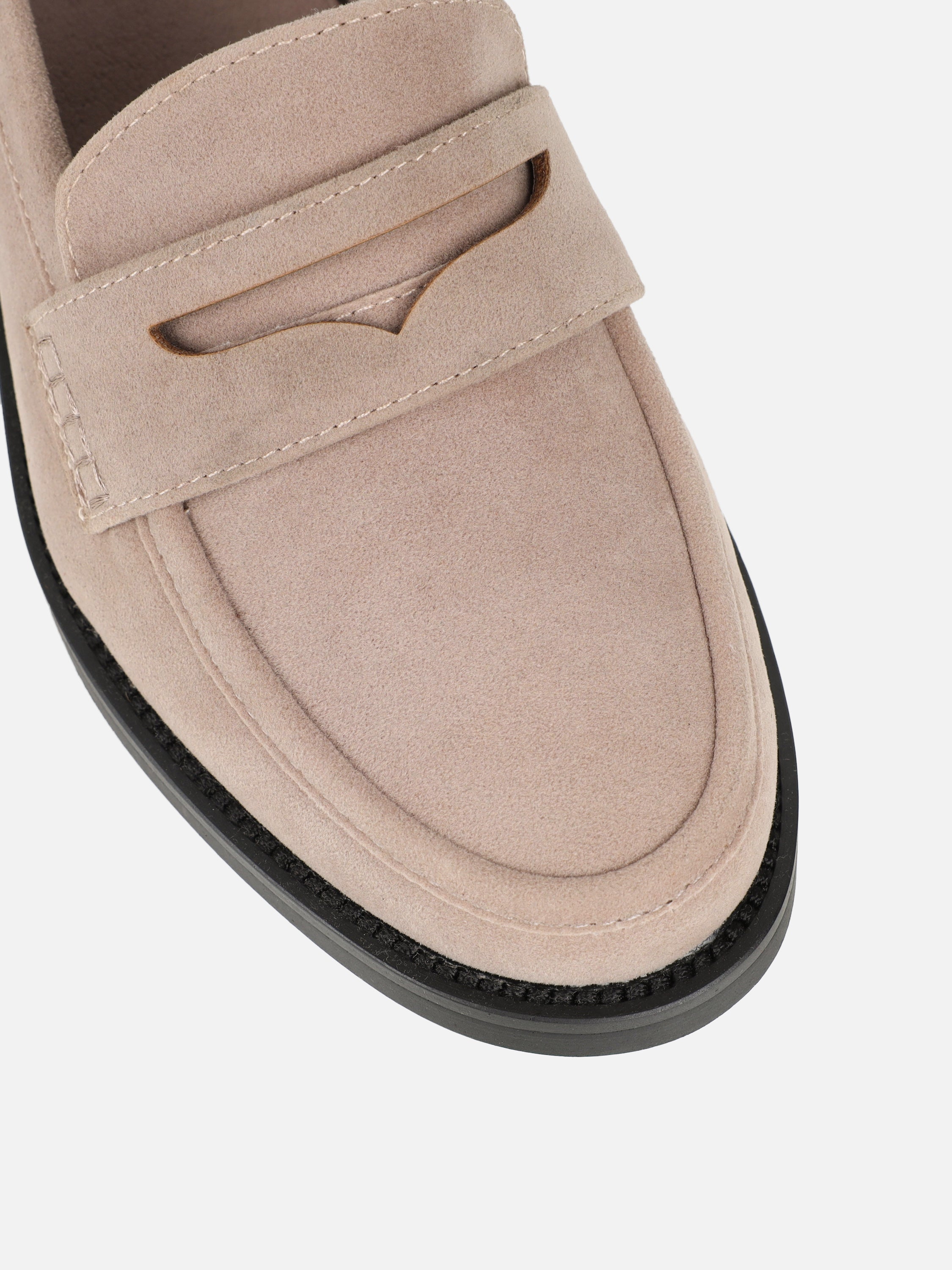 Dime Taupe Suede Penny Loafers | SIMMI London