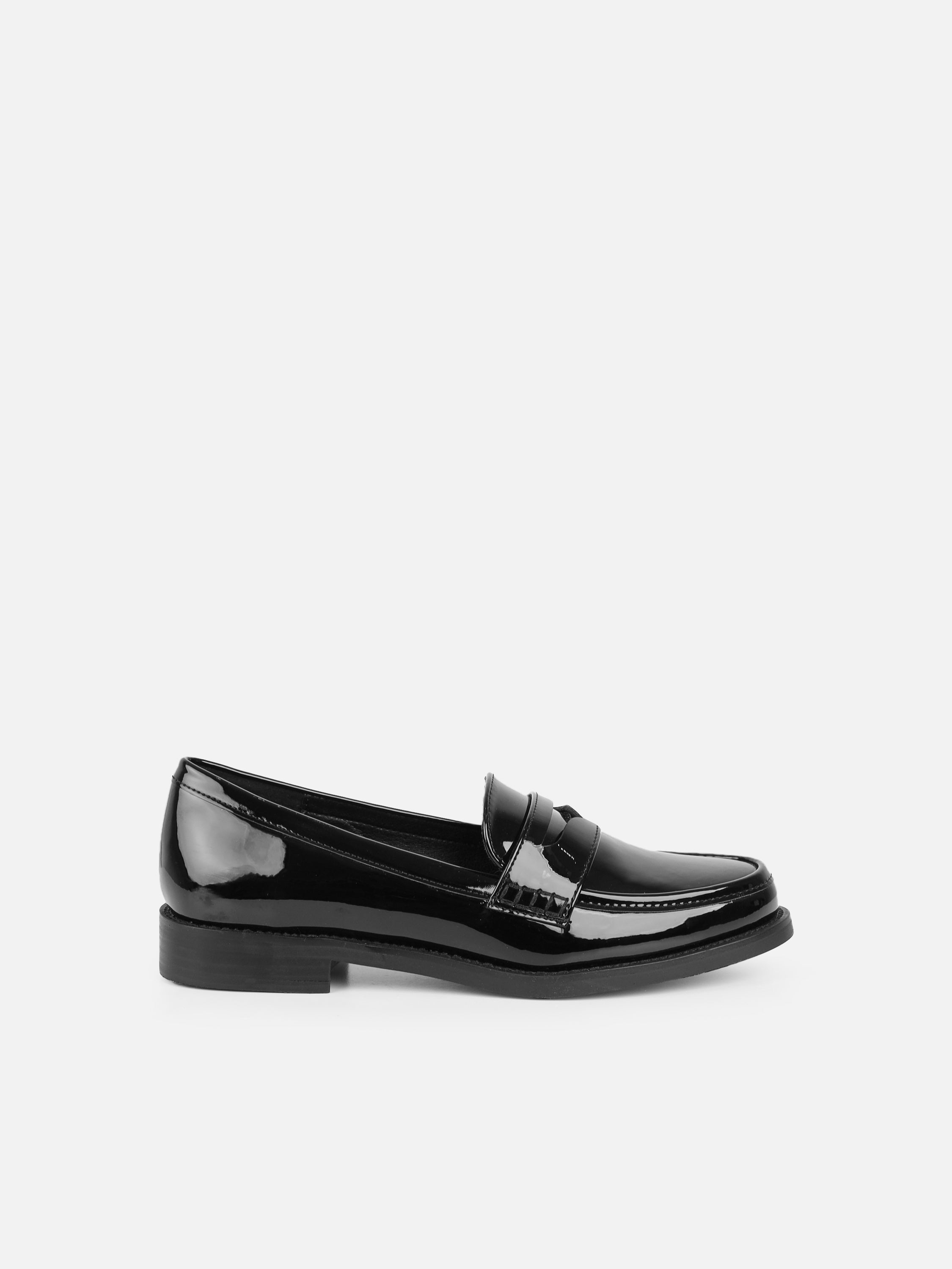 Shreya Black Patent Penny Loafers | SIMMI London
