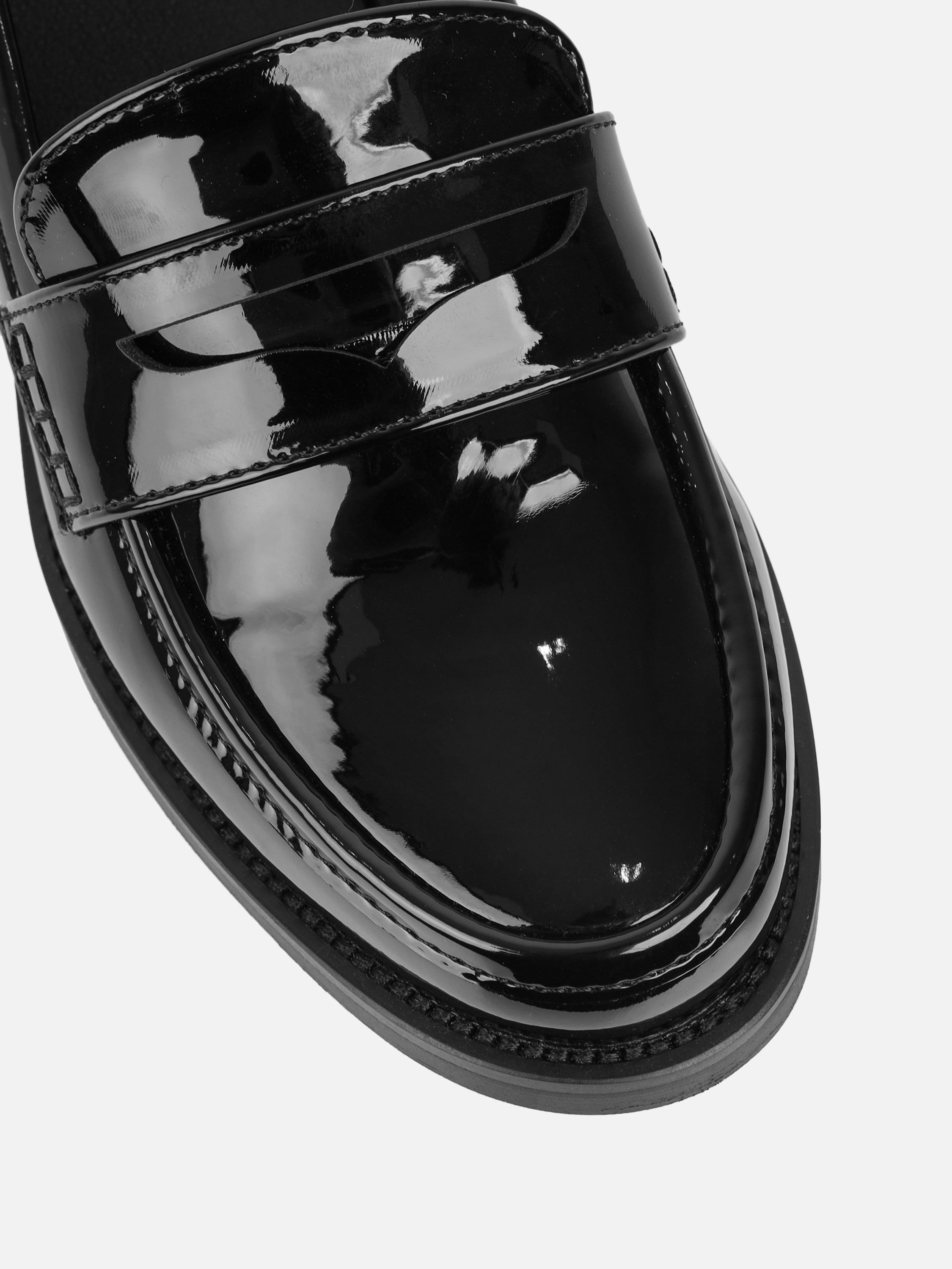 Shreya Black Patent Penny Loafers | SIMMI London