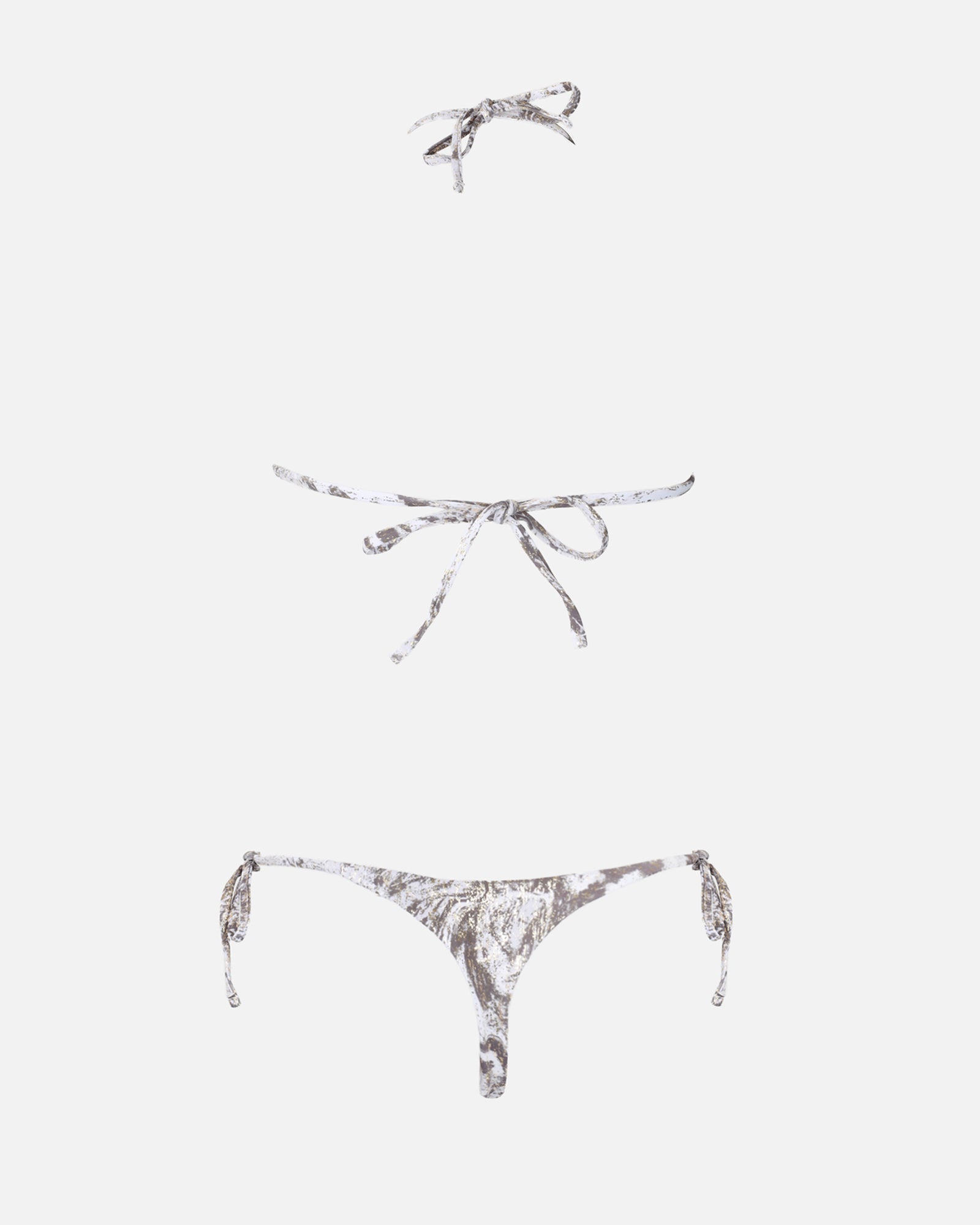 Lani White Gold Marble Detail Bikini Set | SIMMI London