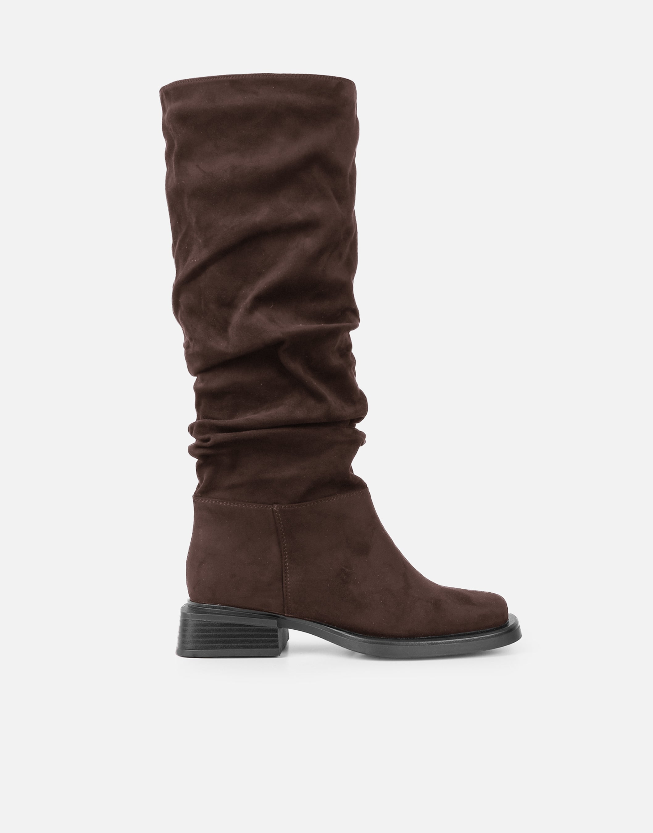 Amrose Brown Suede Ruched Heeled Boots | SIMMI London