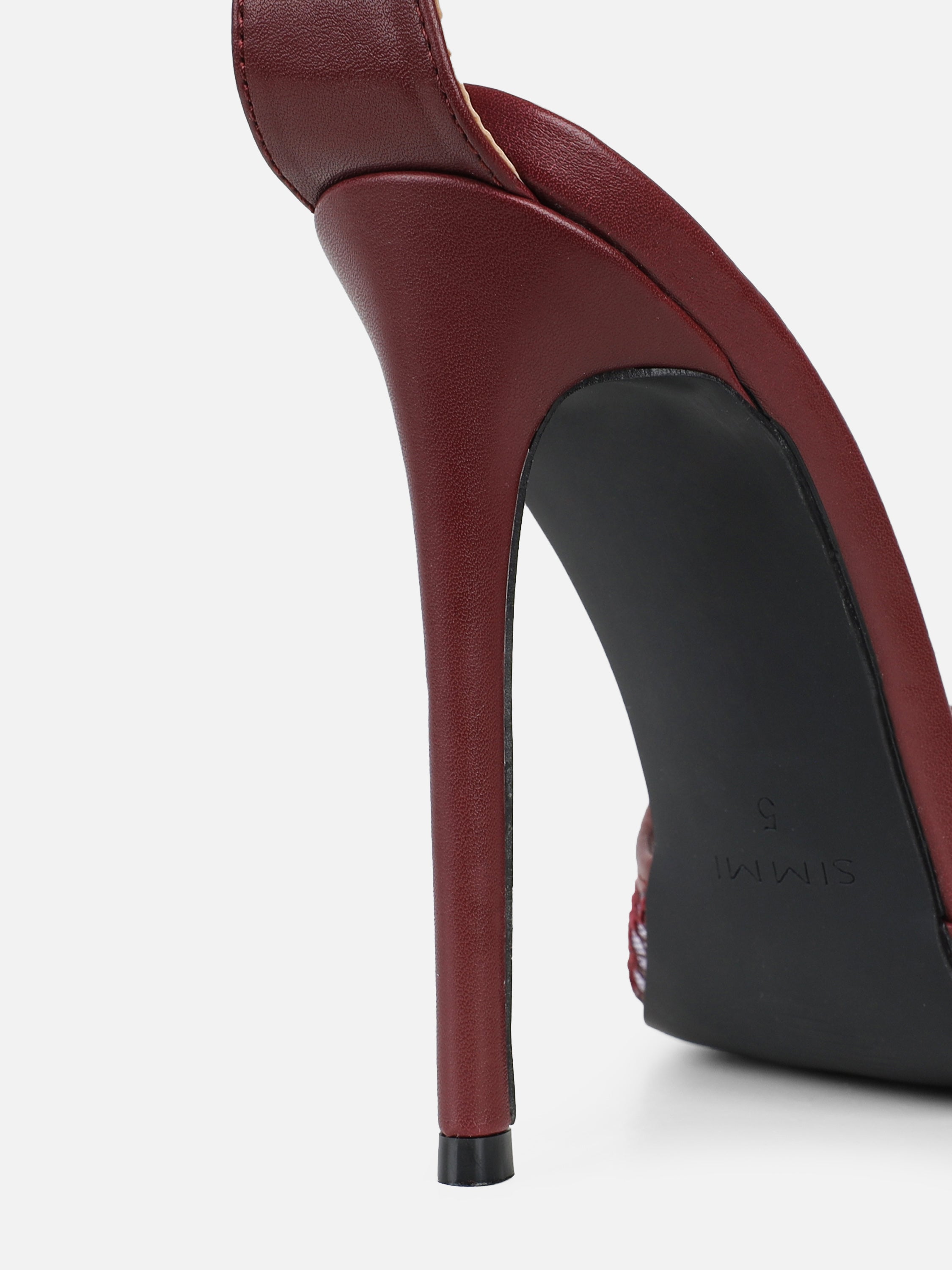 Eavie Burgundy Lace Heeled Sandals | SIMMI London
