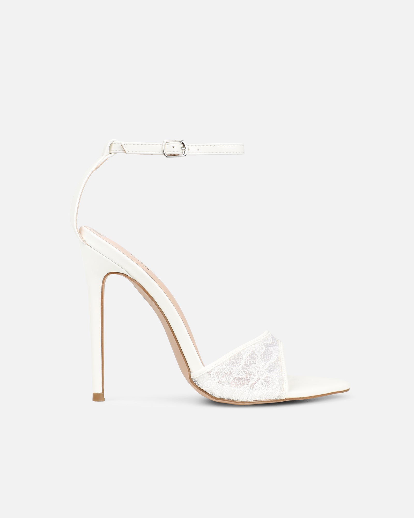 Eavie White Lace Heeled Sandals | SIMMI London