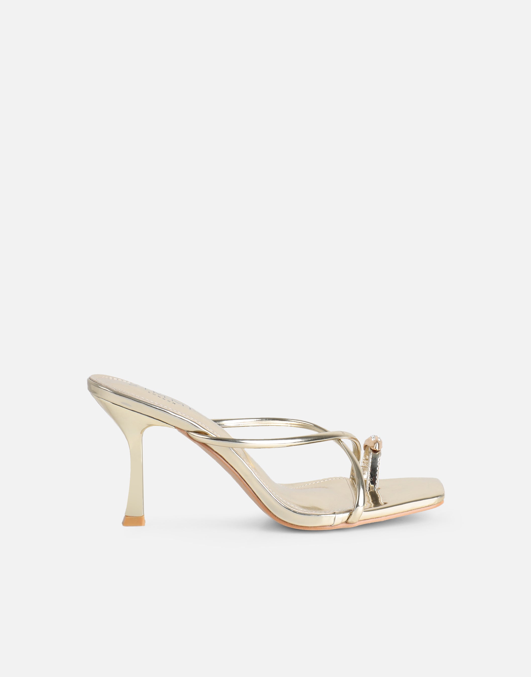 Moni Gold Mirror Diamante Toe Detail Mules | SIMMI London