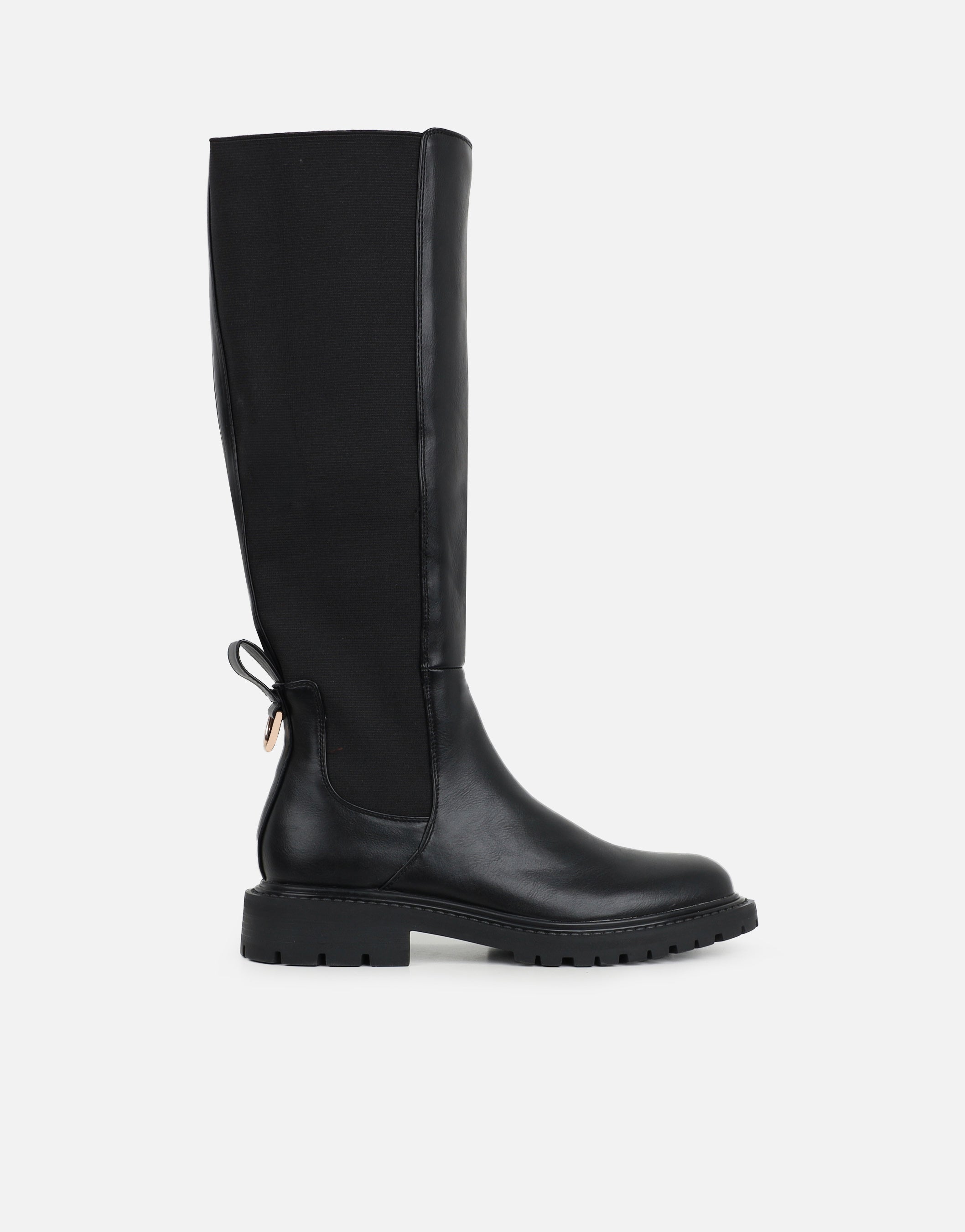Bart Black PU Knee Height Boots | SIMMI London