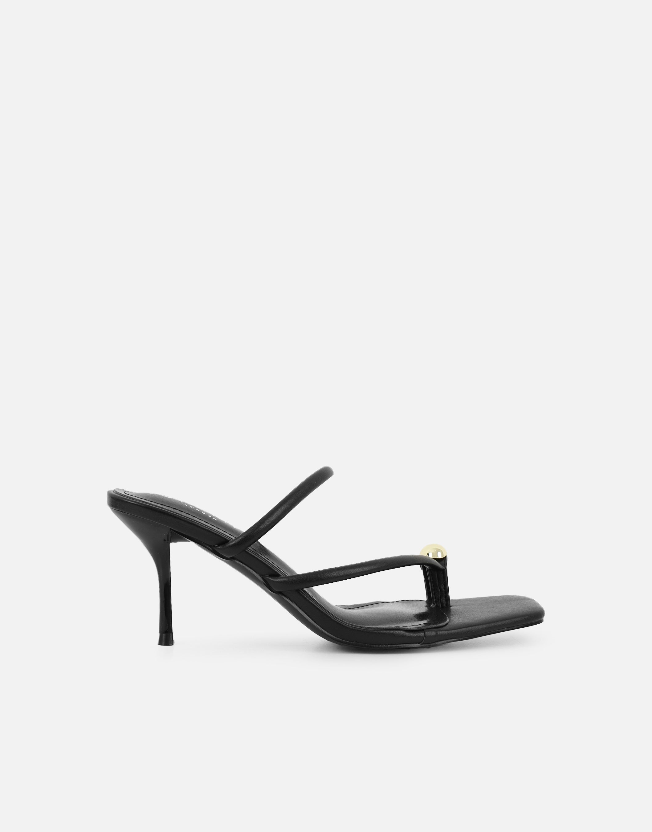 Eleanor Black Gold Toe Post Detail Mules | SIMMI London
