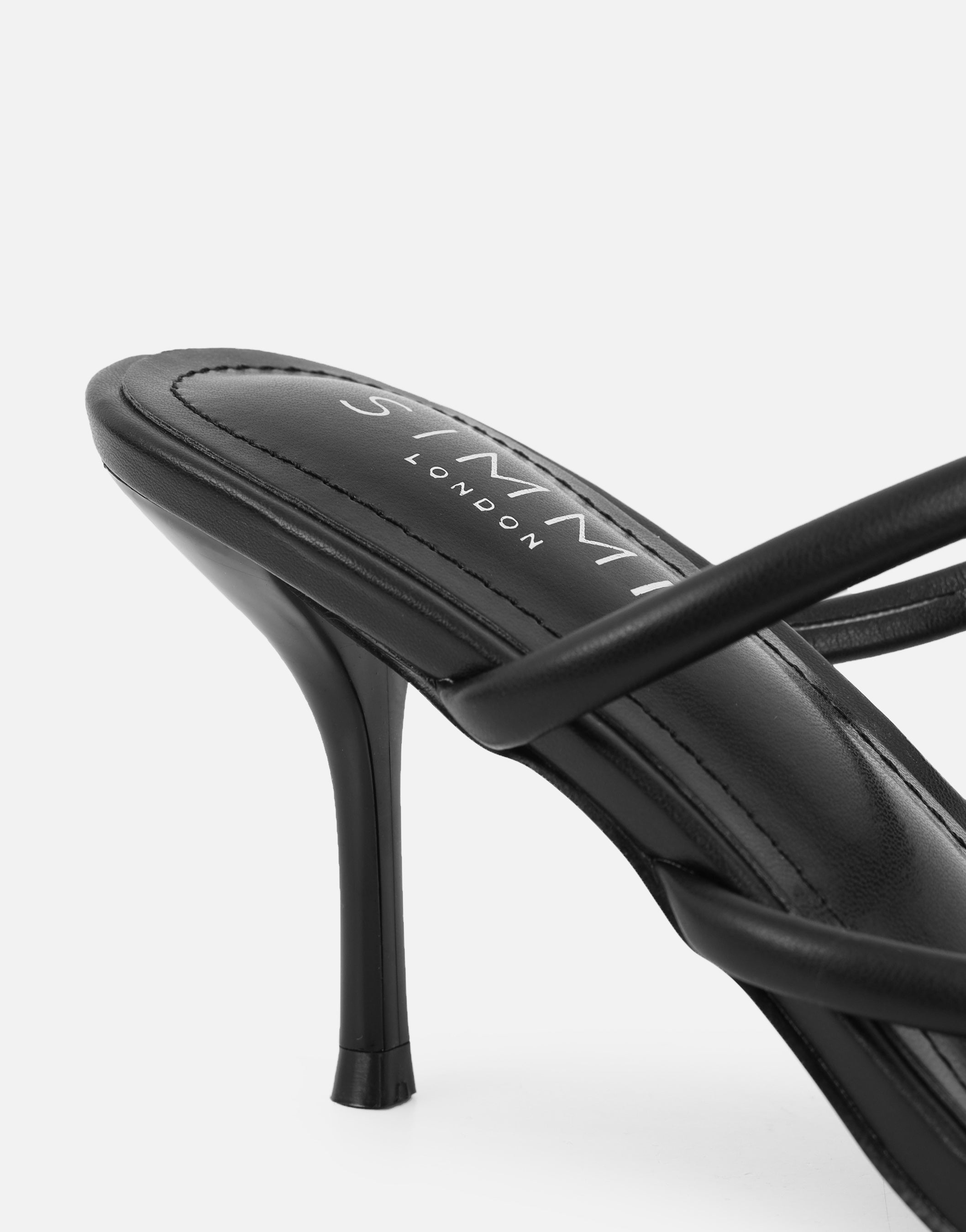 Eleanor Black Gold Toe Post Detail Mules | SIMMI London