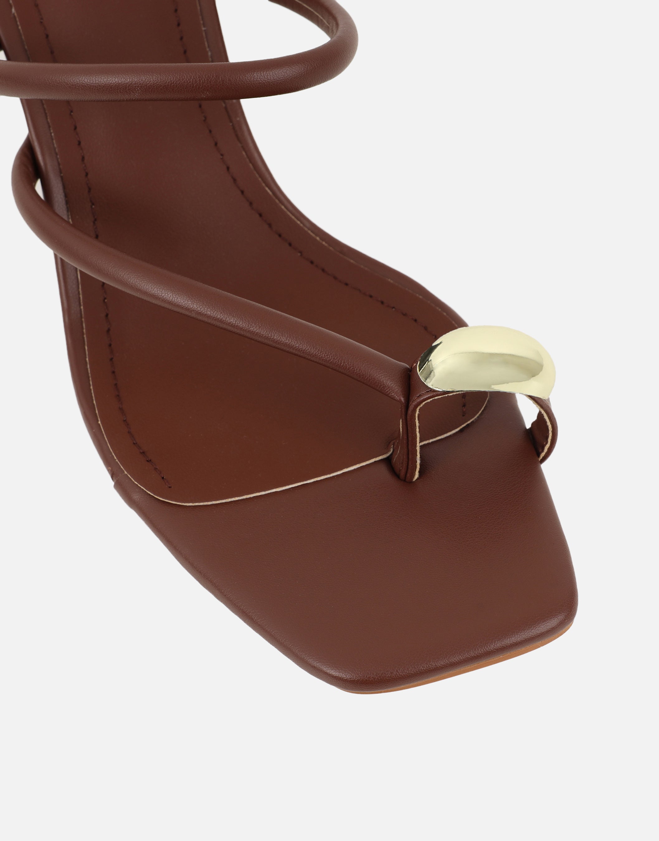 Eleanor Tan Gold Toe Post Detail Mules | SIMMI London