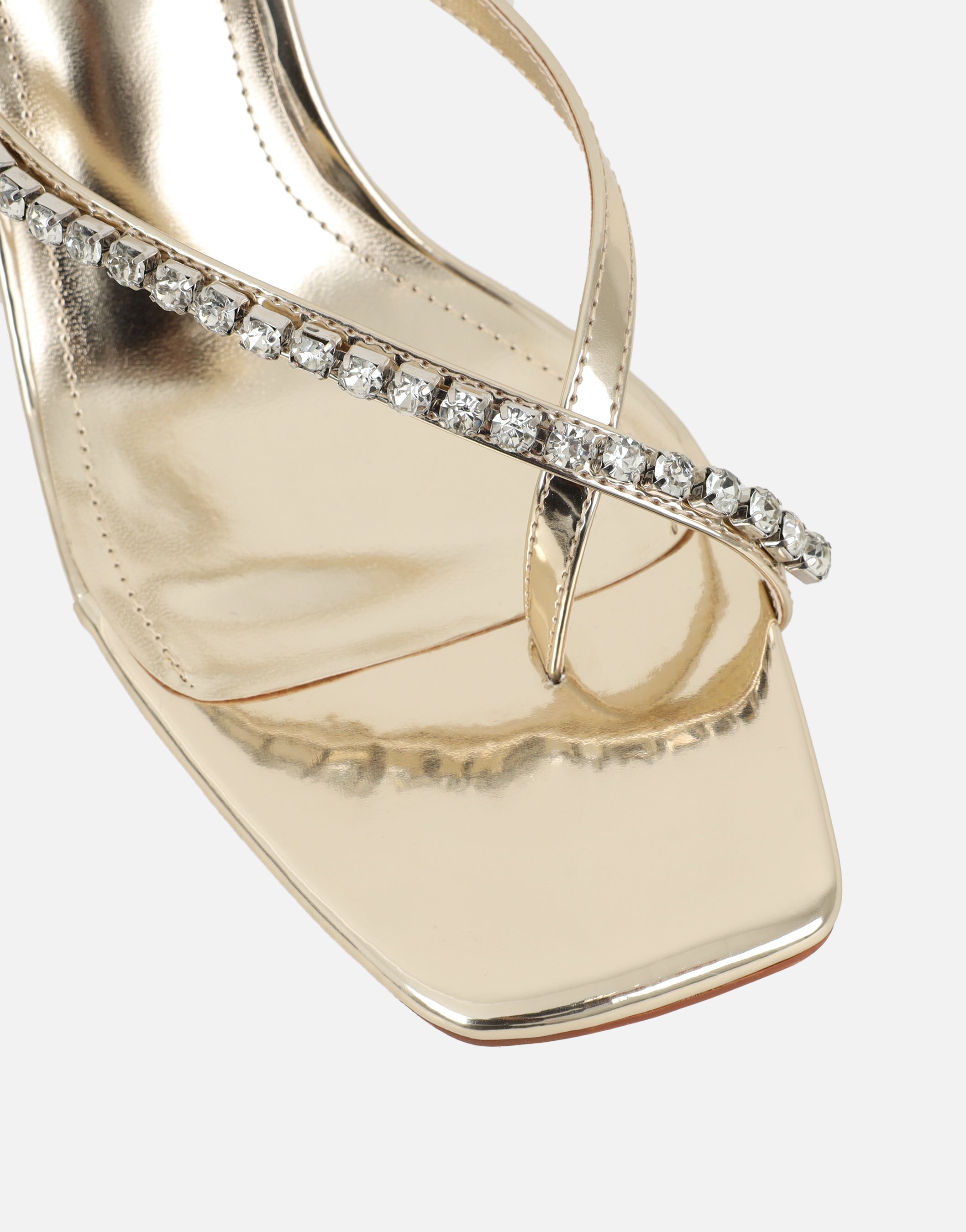 Lana Gold Mirror Diamante Toe Post Mules | SIMMI London