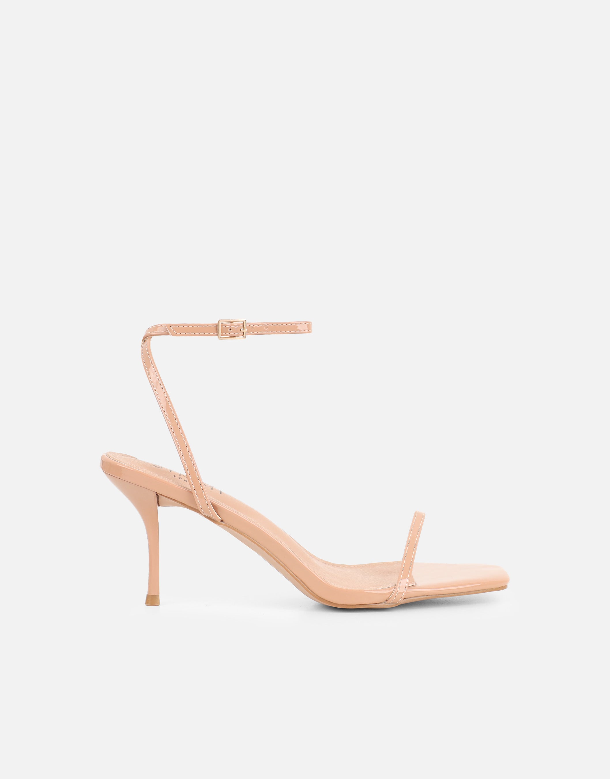 Lula Dark Biege Patent Heeled Sandals | SIMMI London