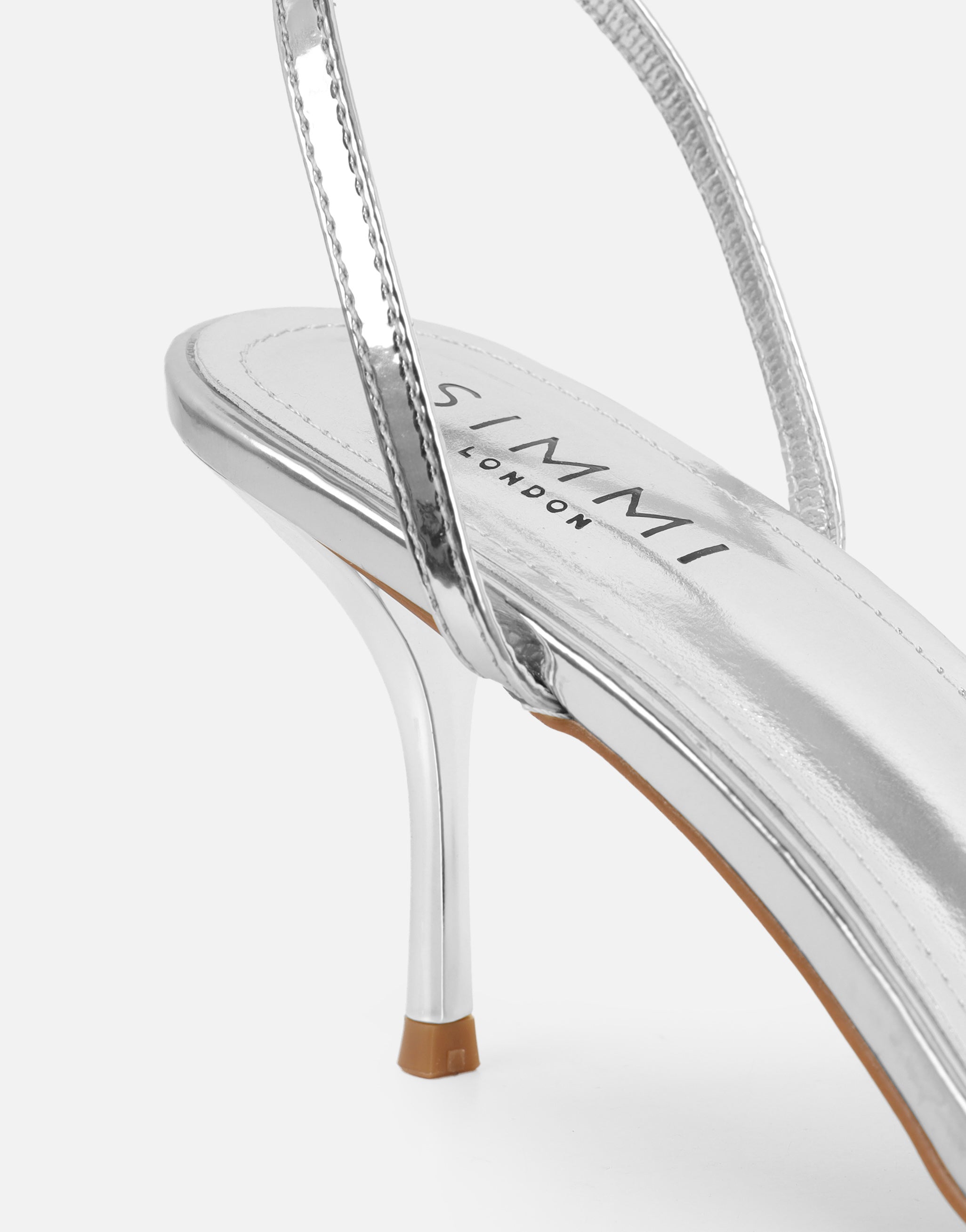 Lula Silver Mirror Heeled Sandals | SIMMI London