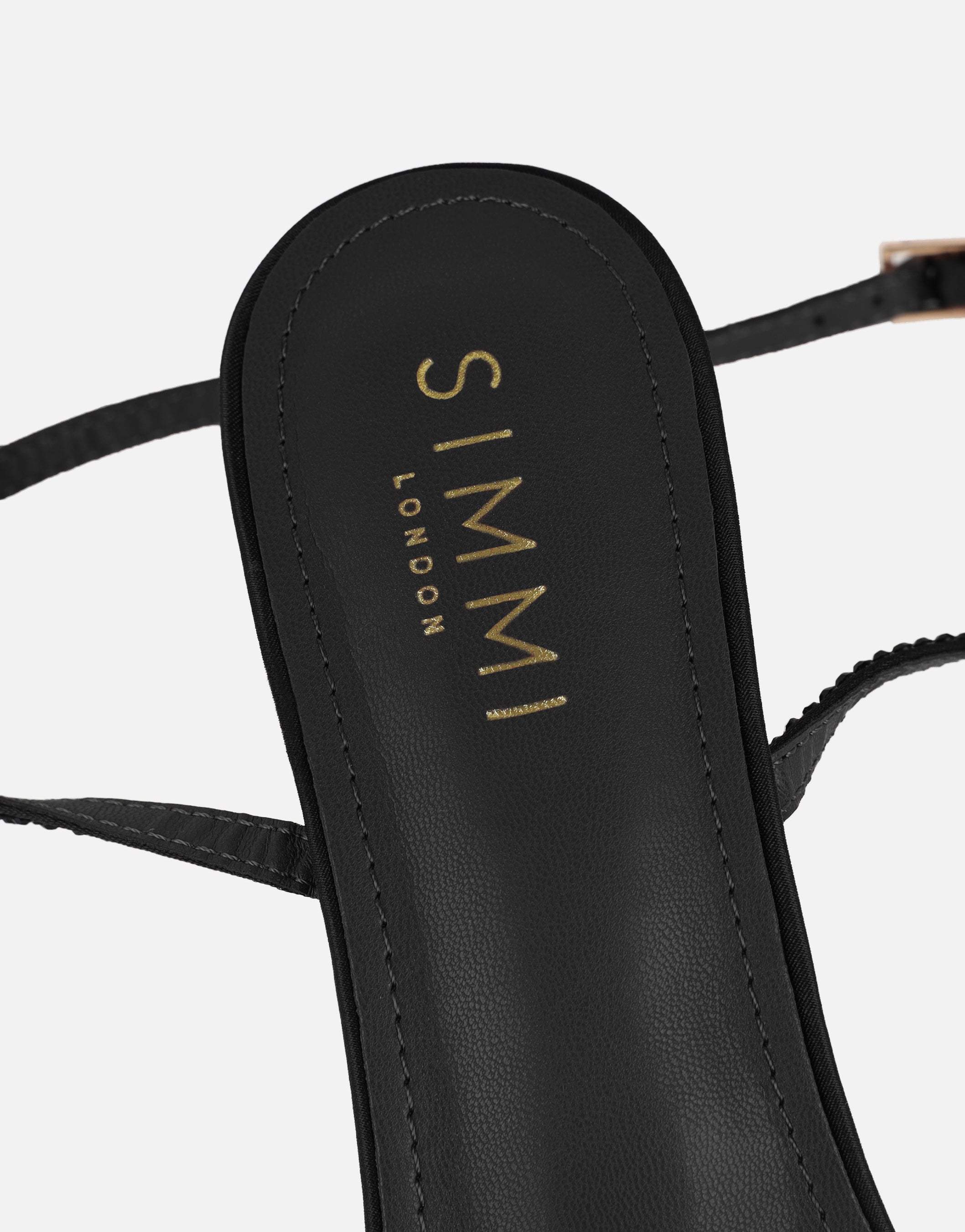 Eleonoora Black Satin Diamante Heeled Sandals | SIMMI London