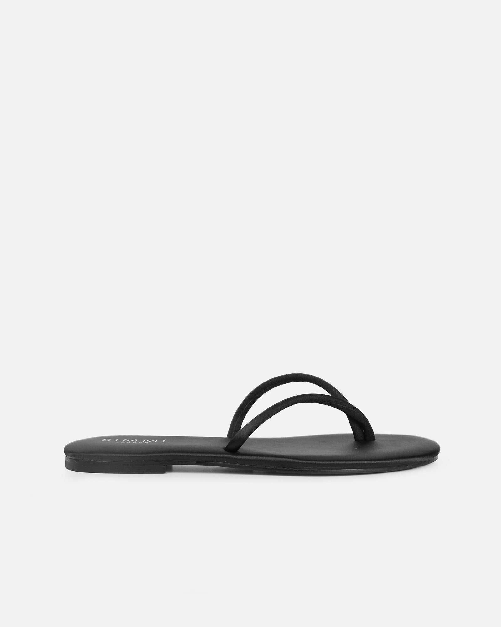 Elmas Black Satin Toe Thong Sandals | SIMMI London