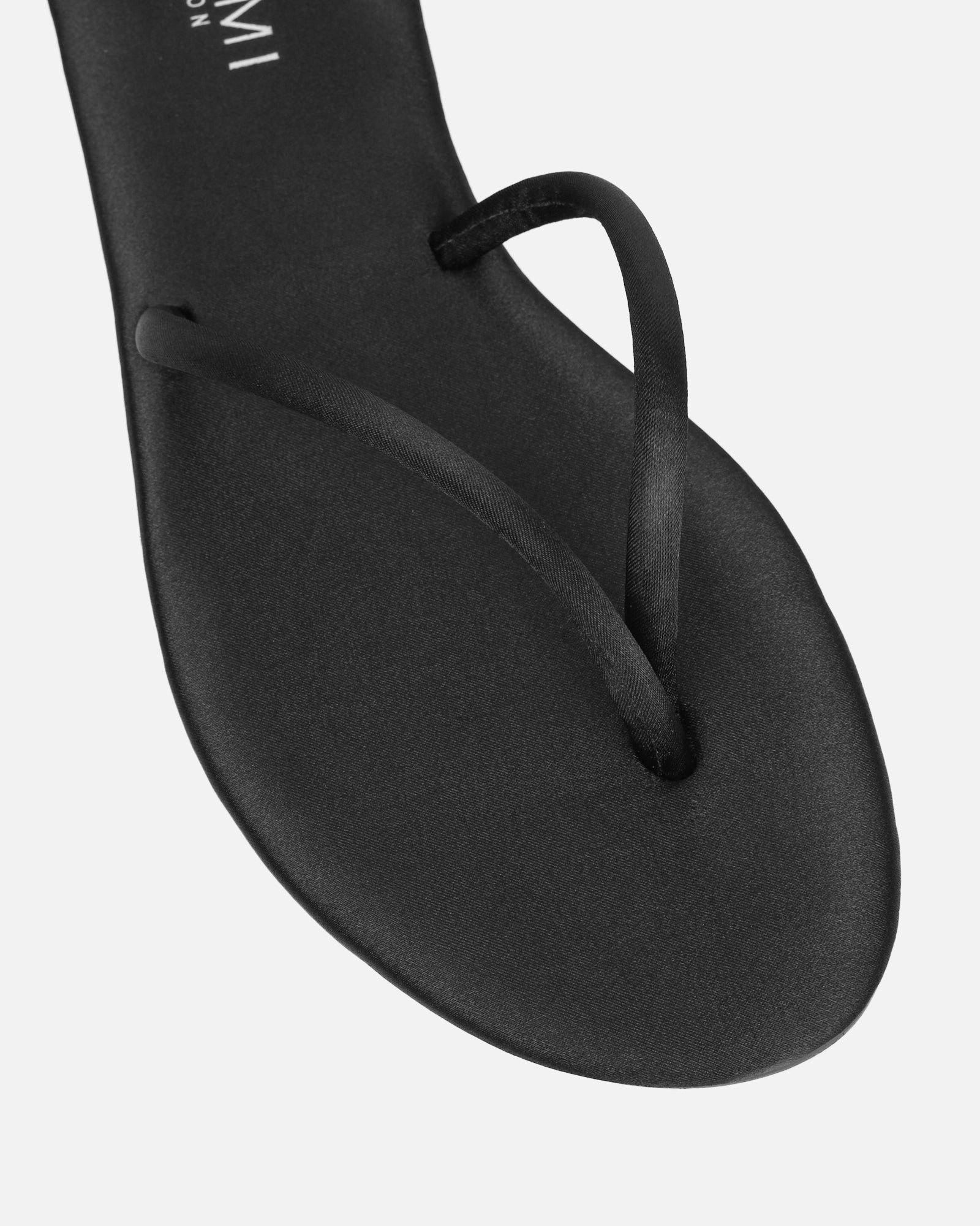 Elmas Black Satin Toe Thong Sandals | SIMMI London