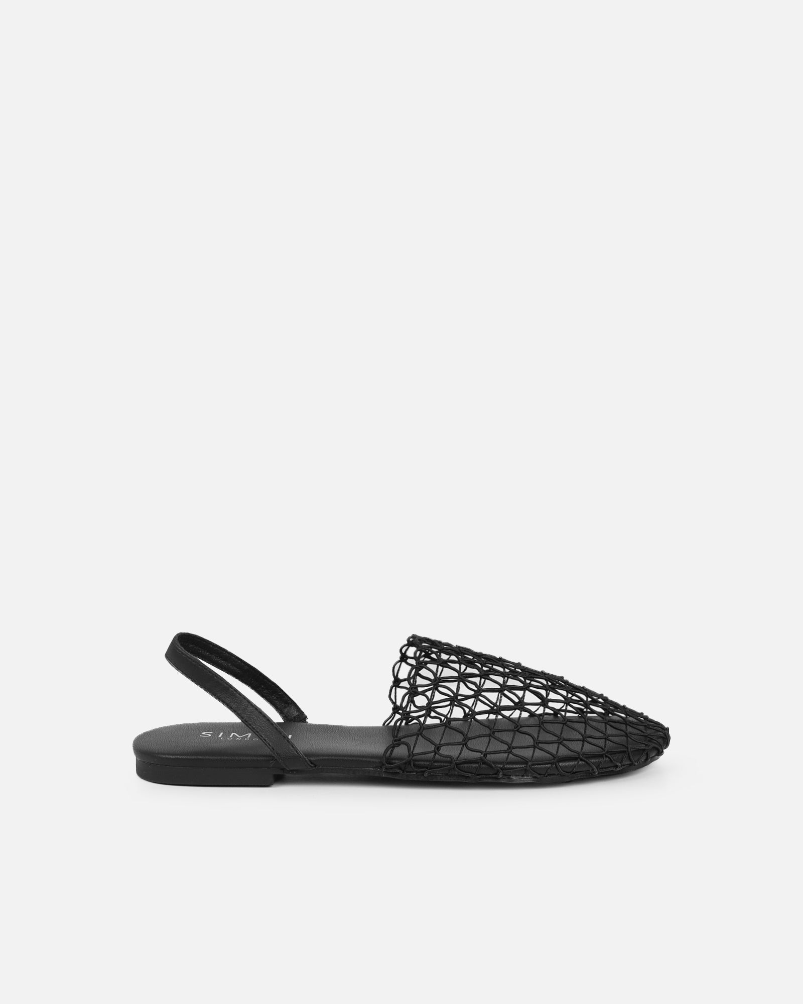 Avianna Black Woven Mesh Sliders | SIMMI London