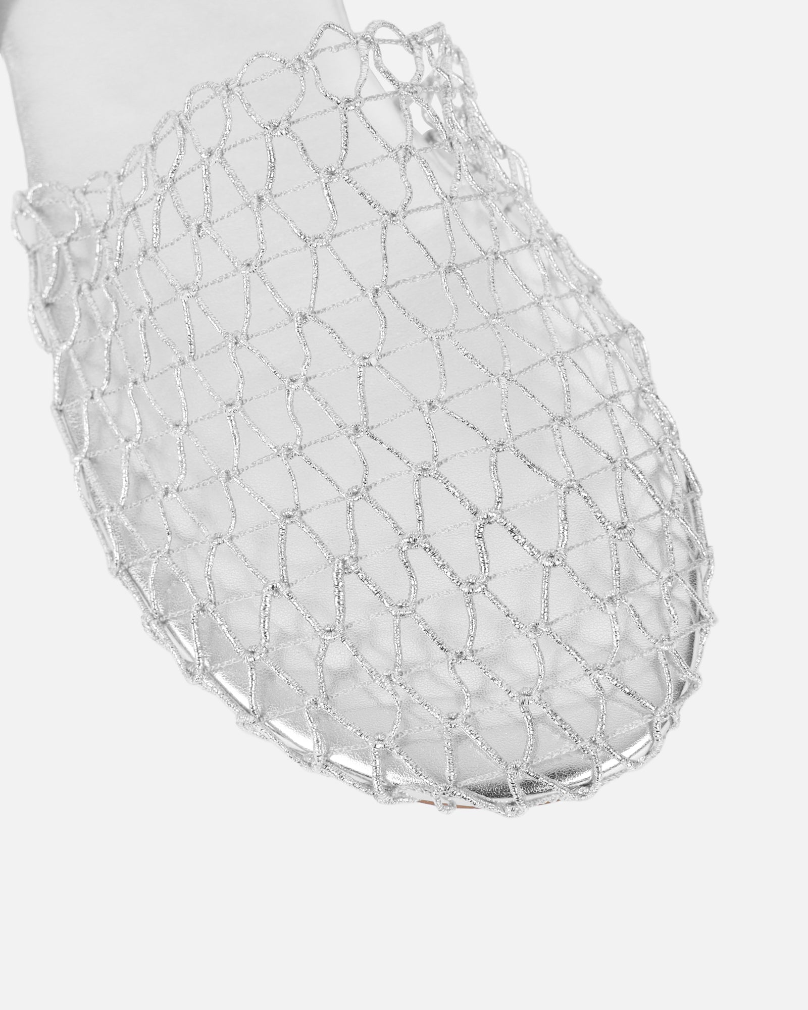Avianna Silver Woven Mesh Sliders | SIMMI London