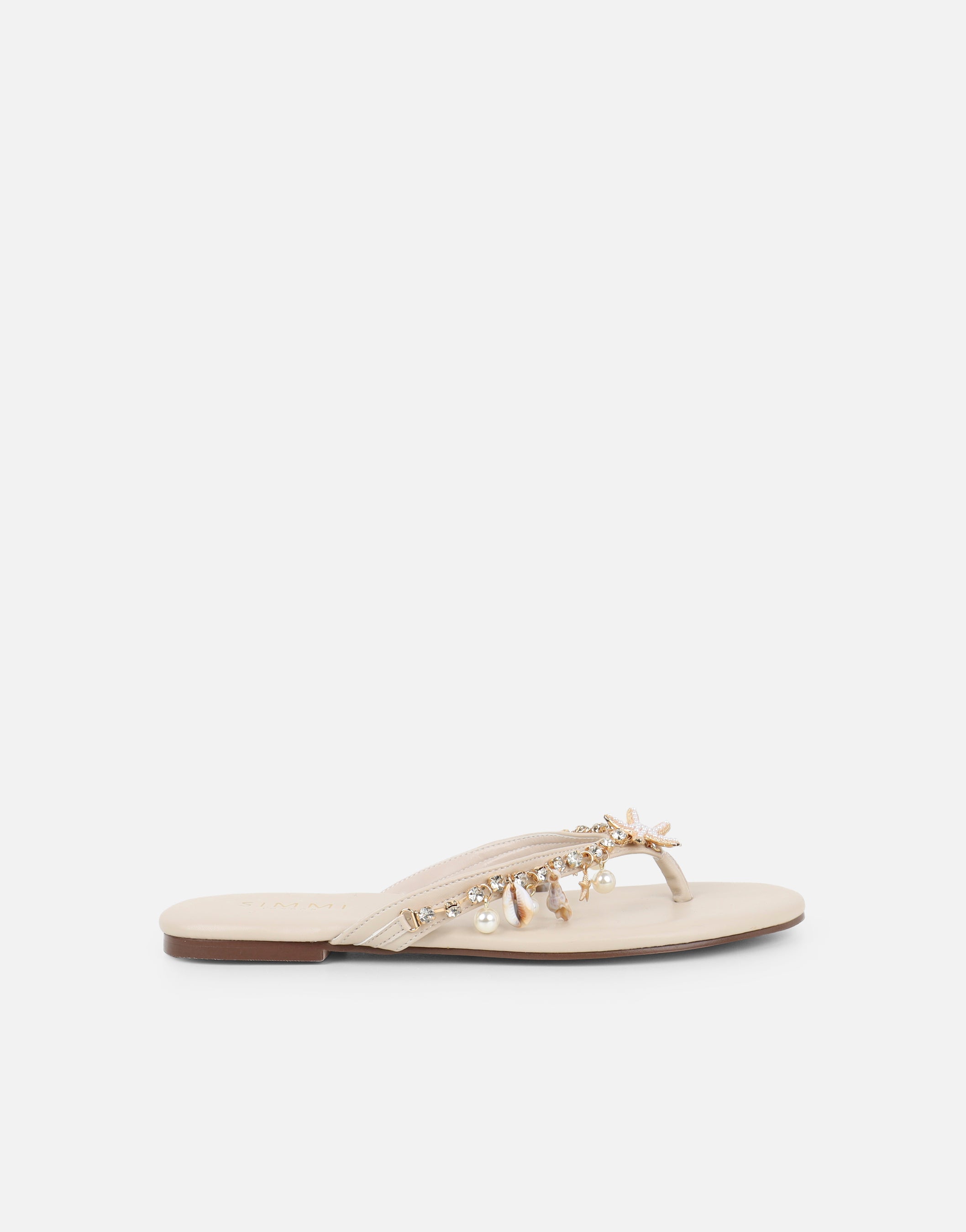Jenni Stone Shell Detail Thong Flat Sandals | SIMMI London