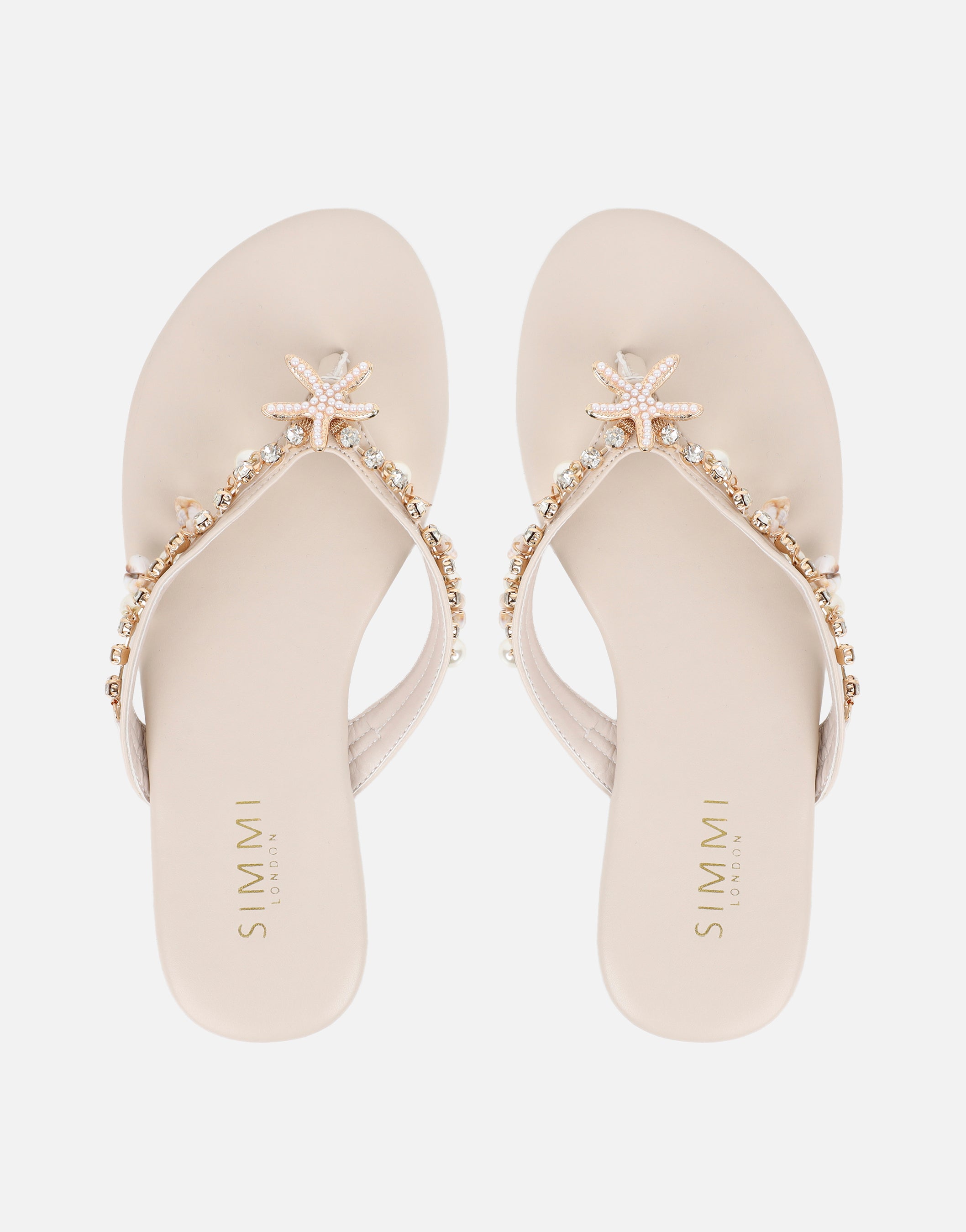 Jenni Stone Shell Detail Thong Flat Sandals | SIMMI London