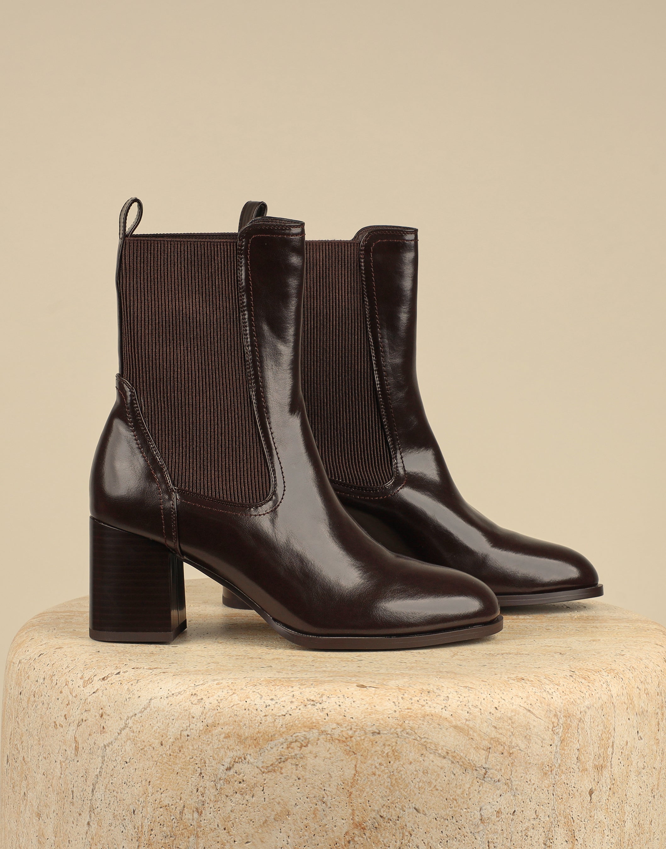 Emberline Brown Elastic Detail Ankle Boots | SIMMI London
