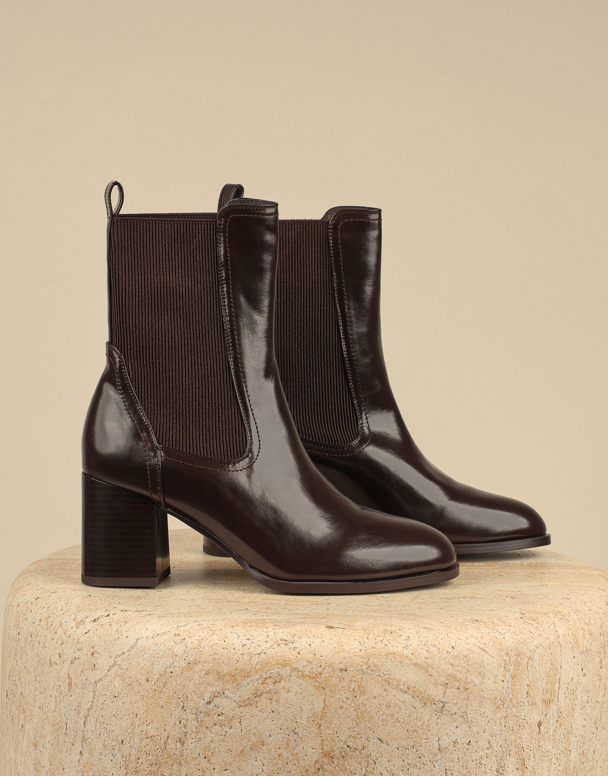 Emberline Brown Elastic Detail Ankle Boots | SIMMI London