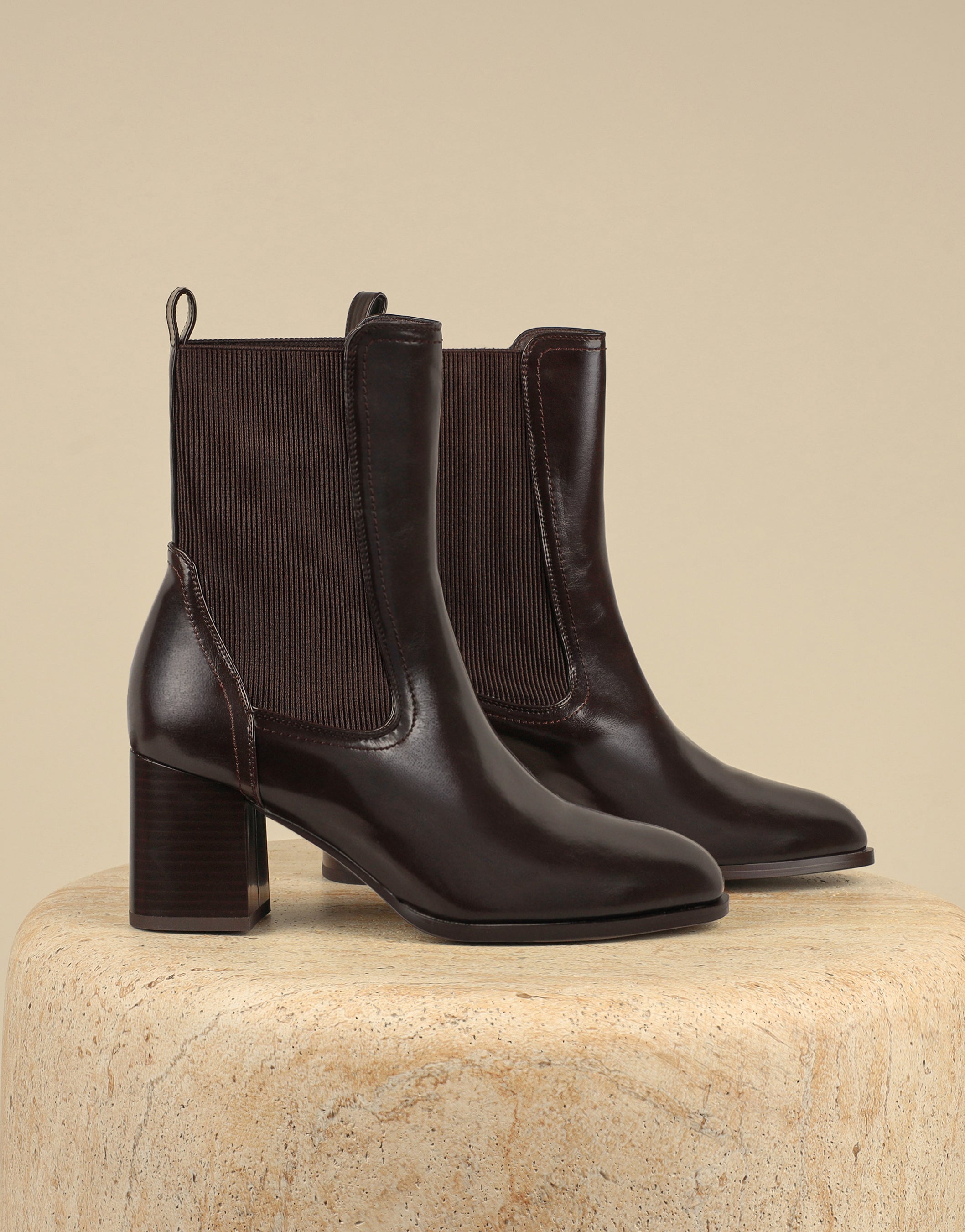 Emberline Brown Elastic Detail Ankle Boots | SIMMI London