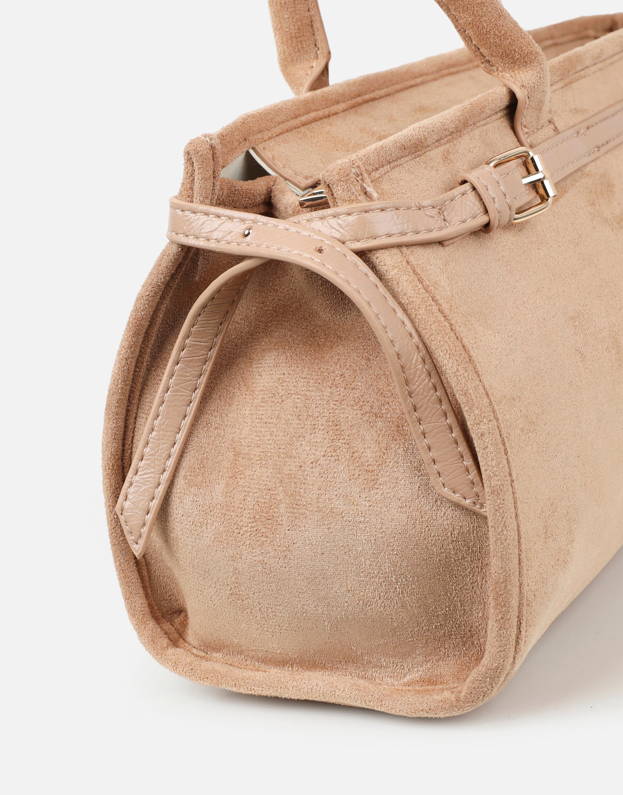 Eos Beige Suede Handbag | SIMMI London