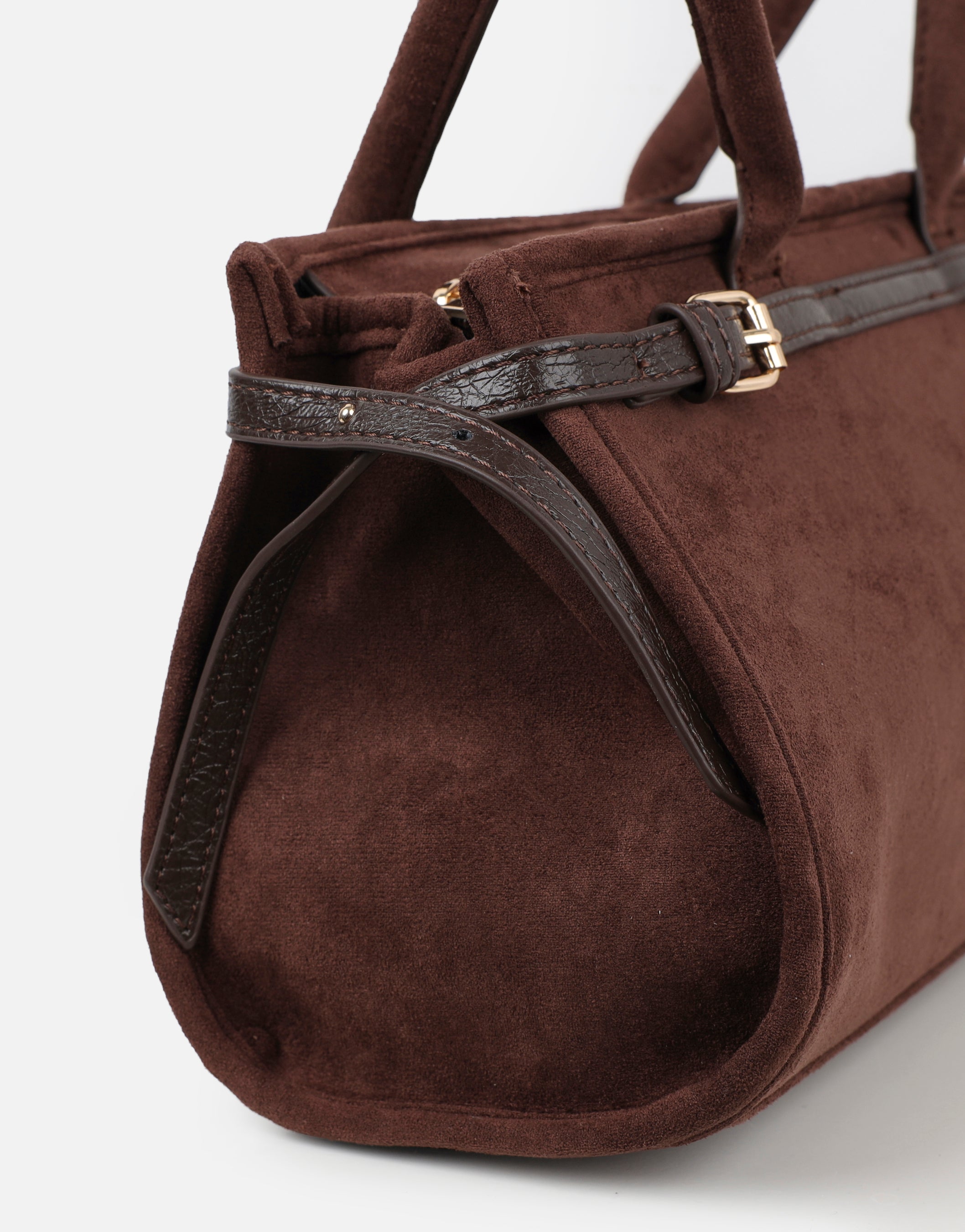 Eos Chocolate Suede Handbag | SIMMI London