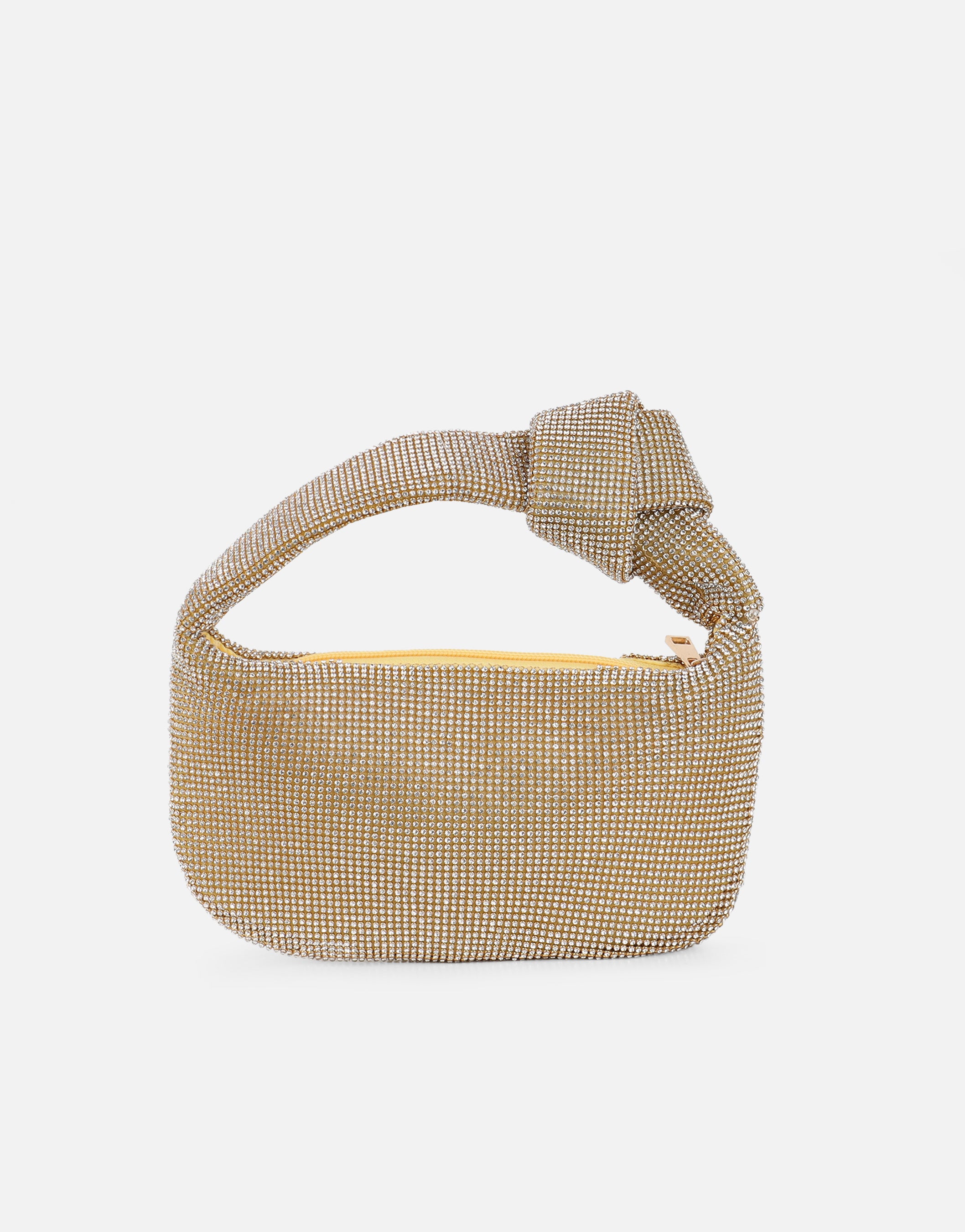 Erin Gold Diamante Knot Detail Handbag | SIMMI London