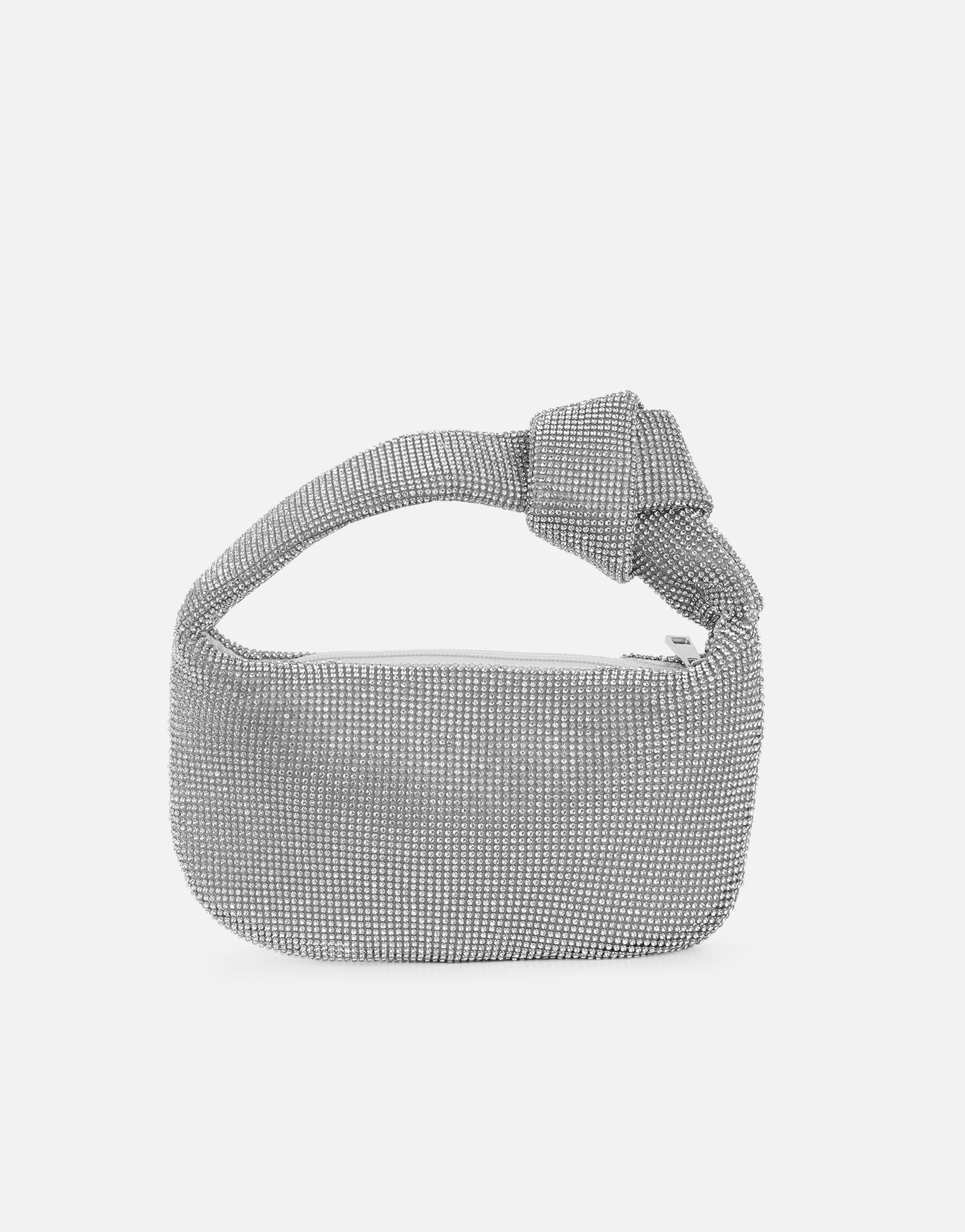 Erin Silver Diamante Knot Detail Handbag | SIMMI London