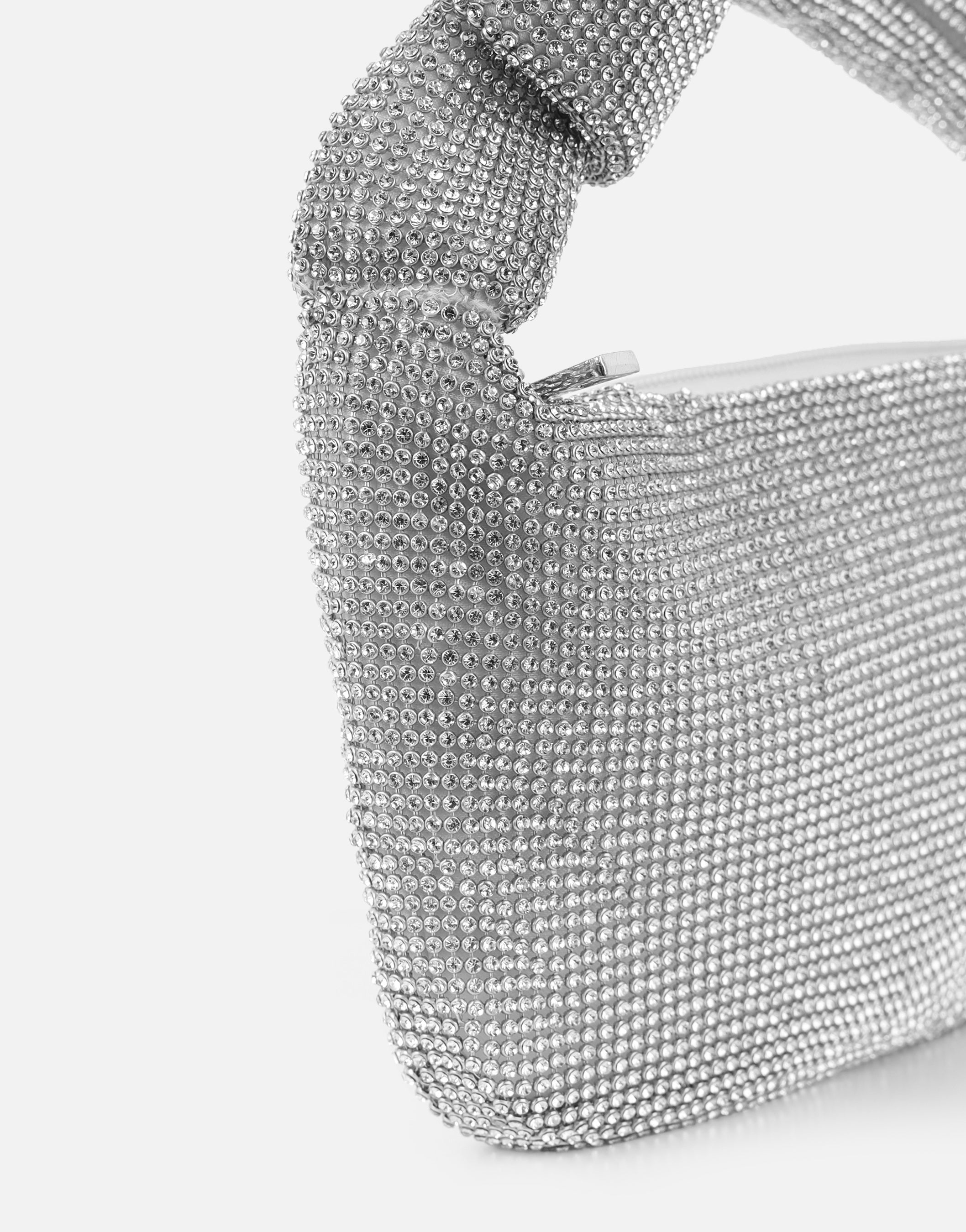 Erin Silver Diamante Knot Detail Handbag | SIMMI London