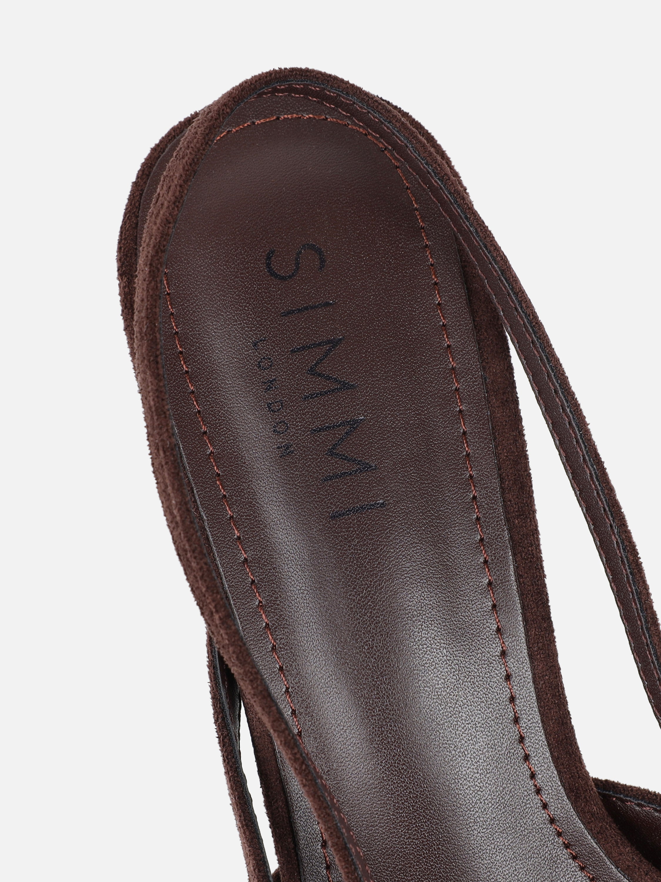 Stallone Brown Suede Strappy Buckle Detail Slingback Court Shoes | SIMMI London