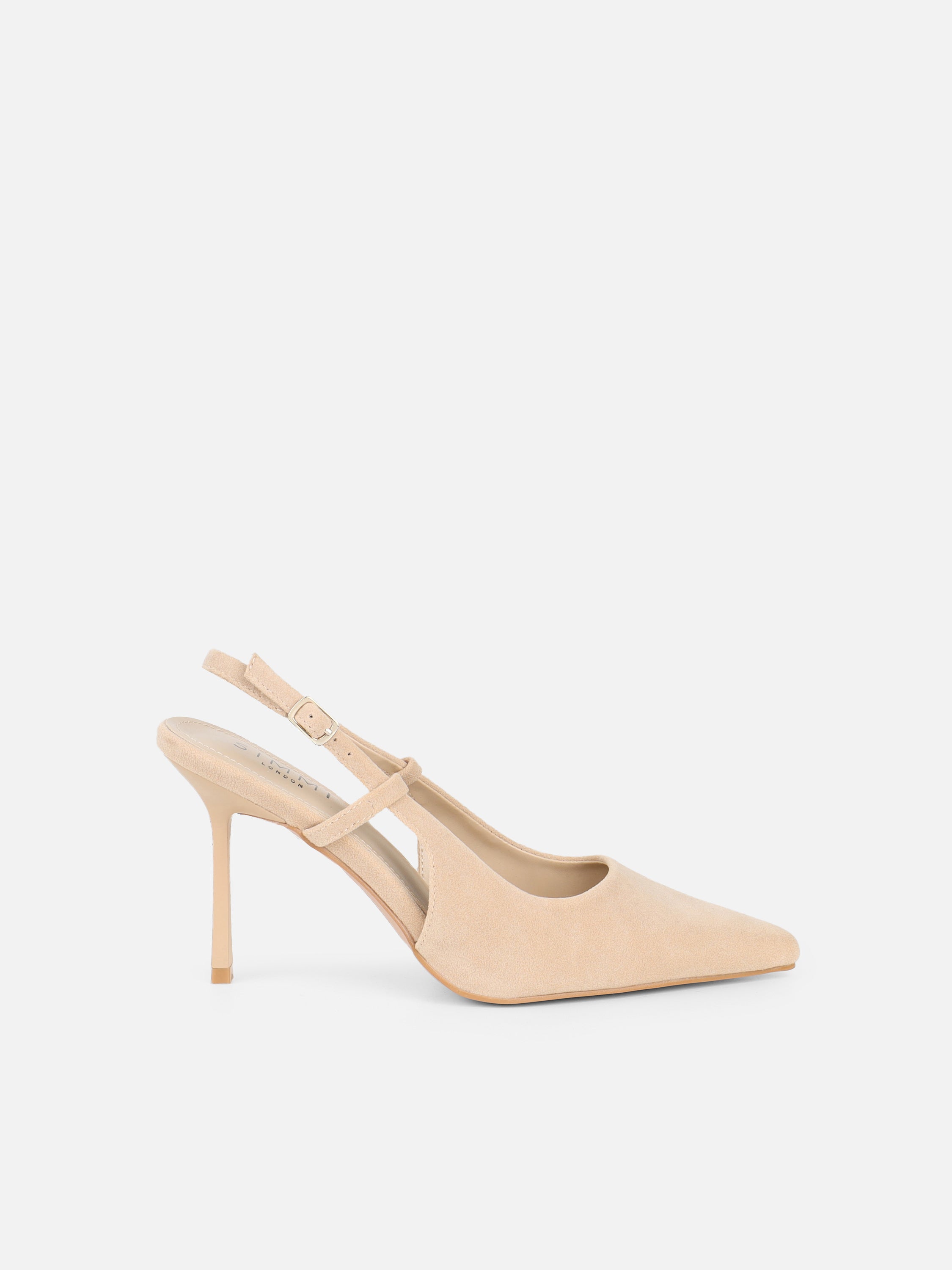 Emarra Beige Suede Slingback Court Shoes | SIMMI London