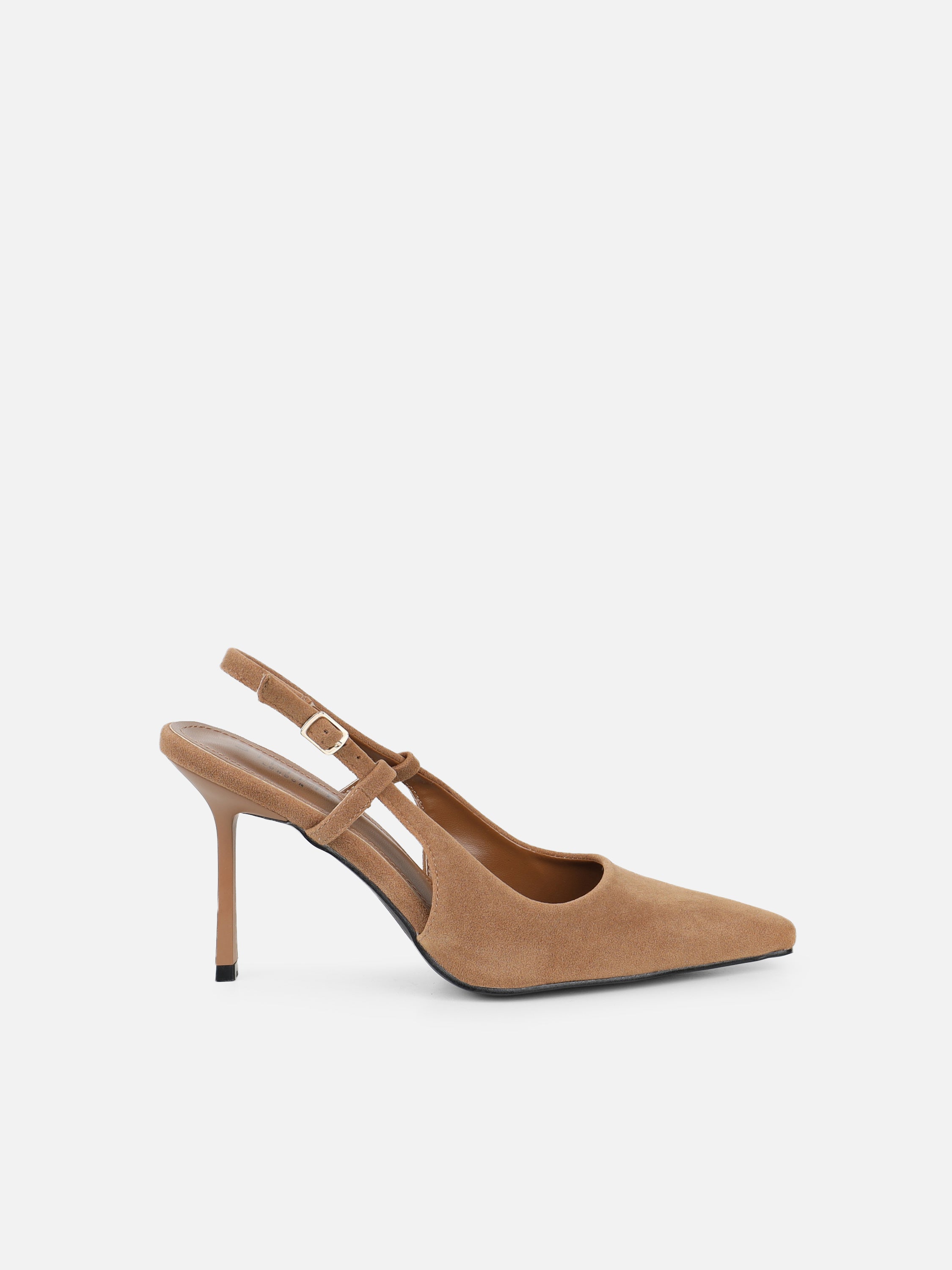 Emarra Taupe Suede Slingback Court Shoes | SIMMI London