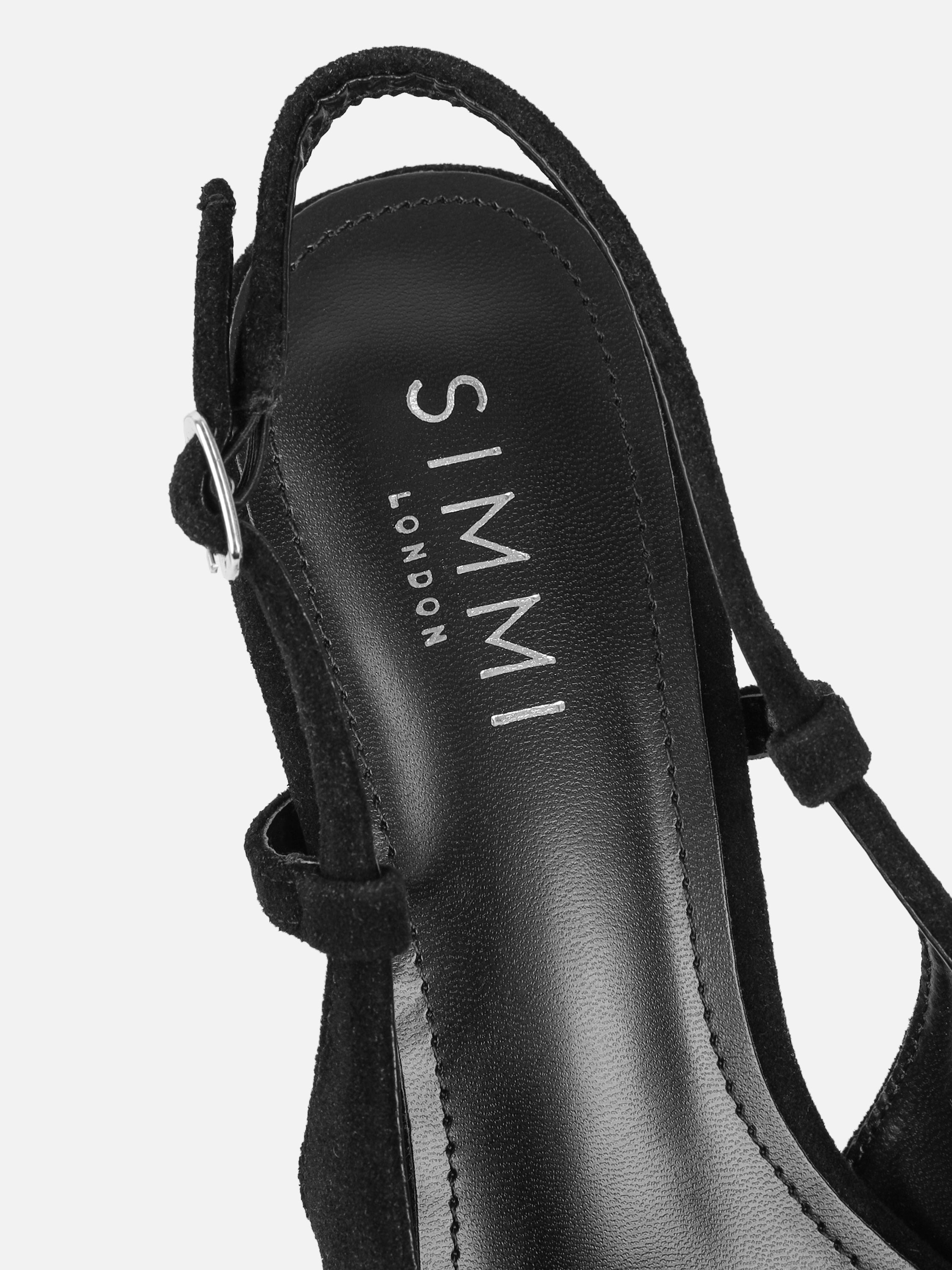 Emarra Black Suede Slingback Court Shoes | SIMMI London