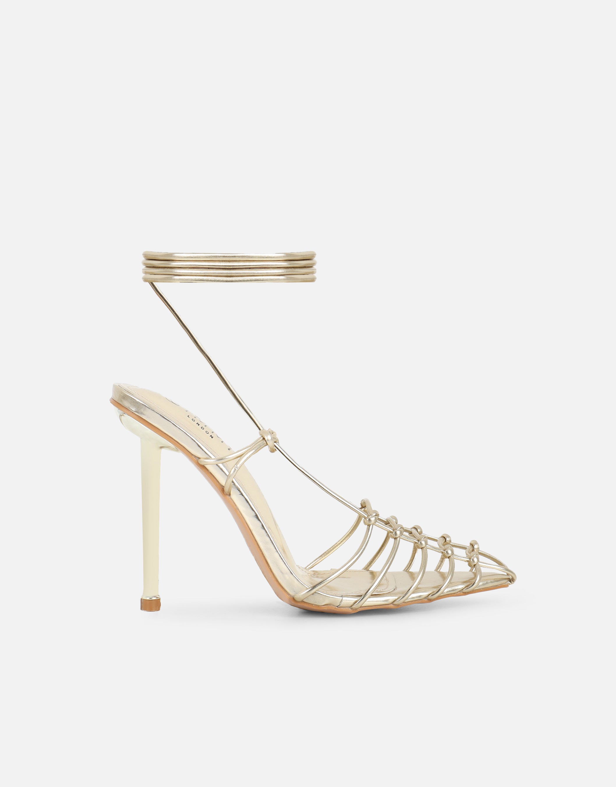 Giorgia Gold Metallic Strappy Heeled Sandals | SIMMI London