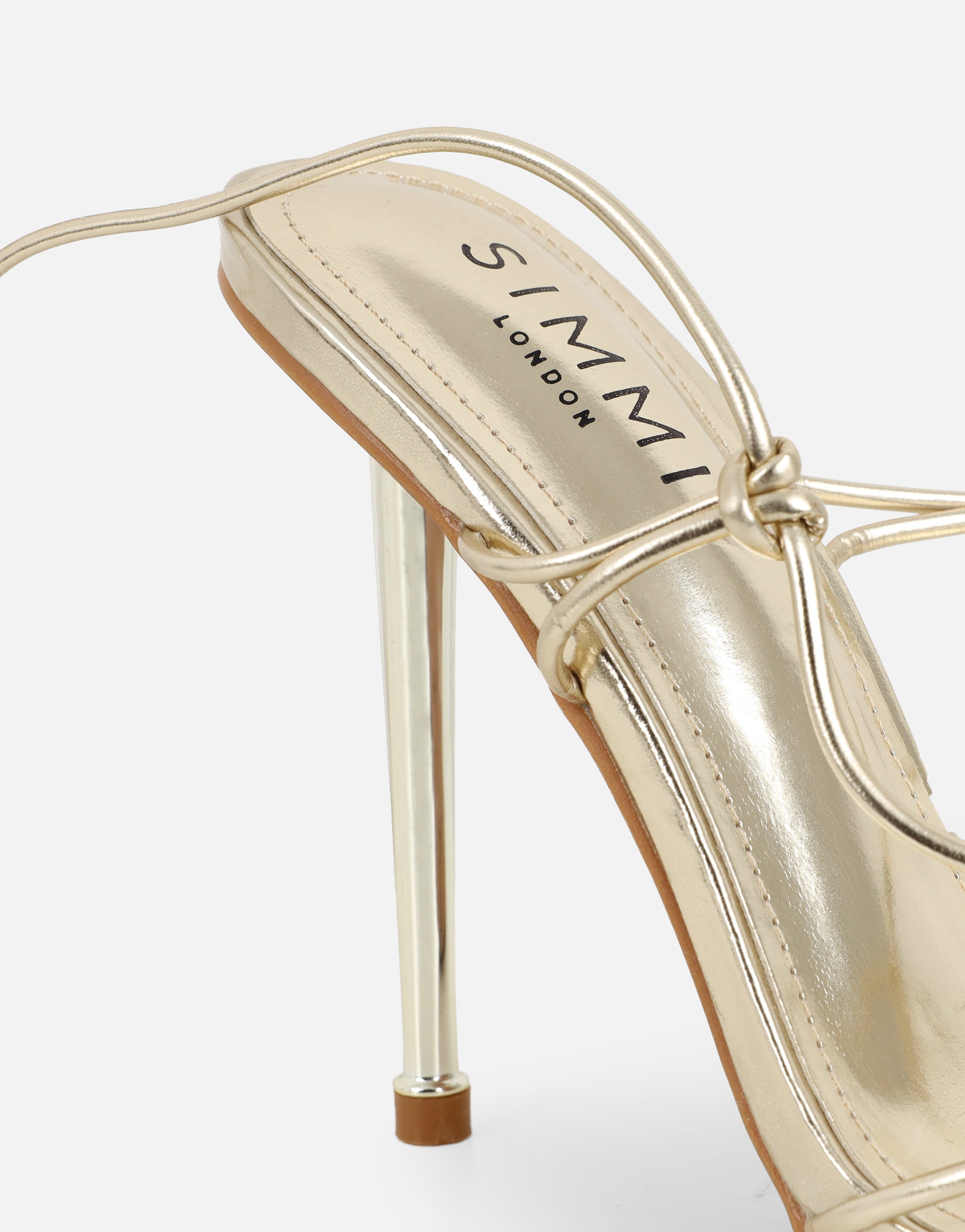 Giorgia Gold Metallic Strappy Heeled Sandals | SIMMI London
