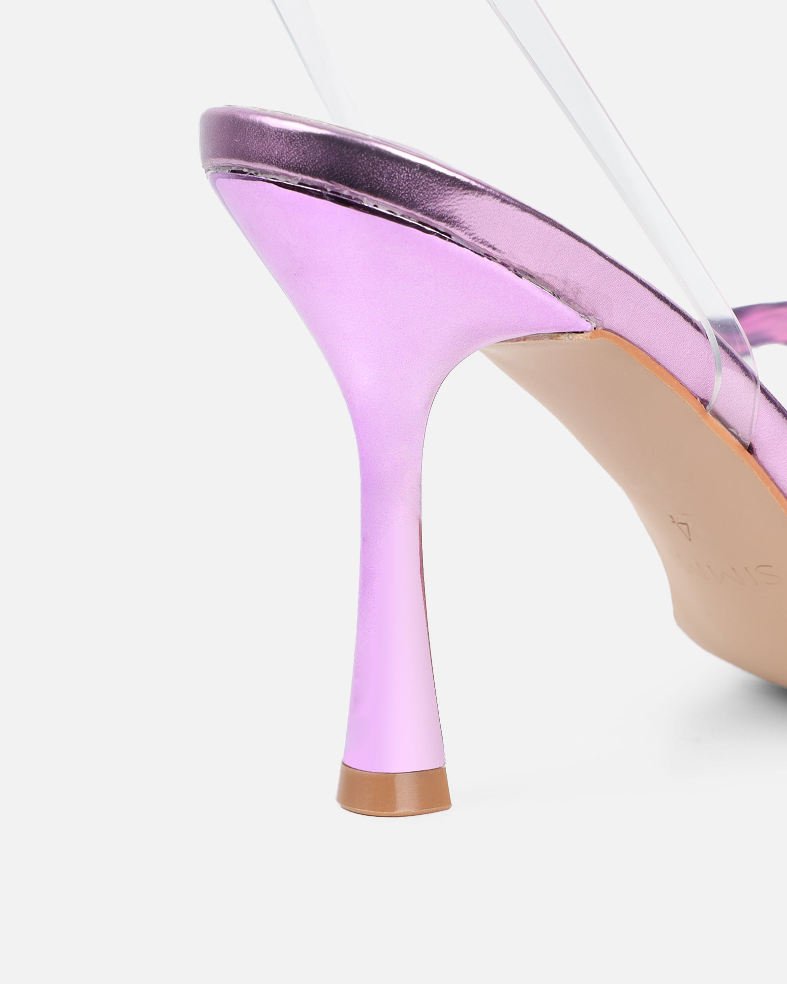 Fenelly Purple Metallic Butterfly Detail Heeled Sandals | SIMMI London