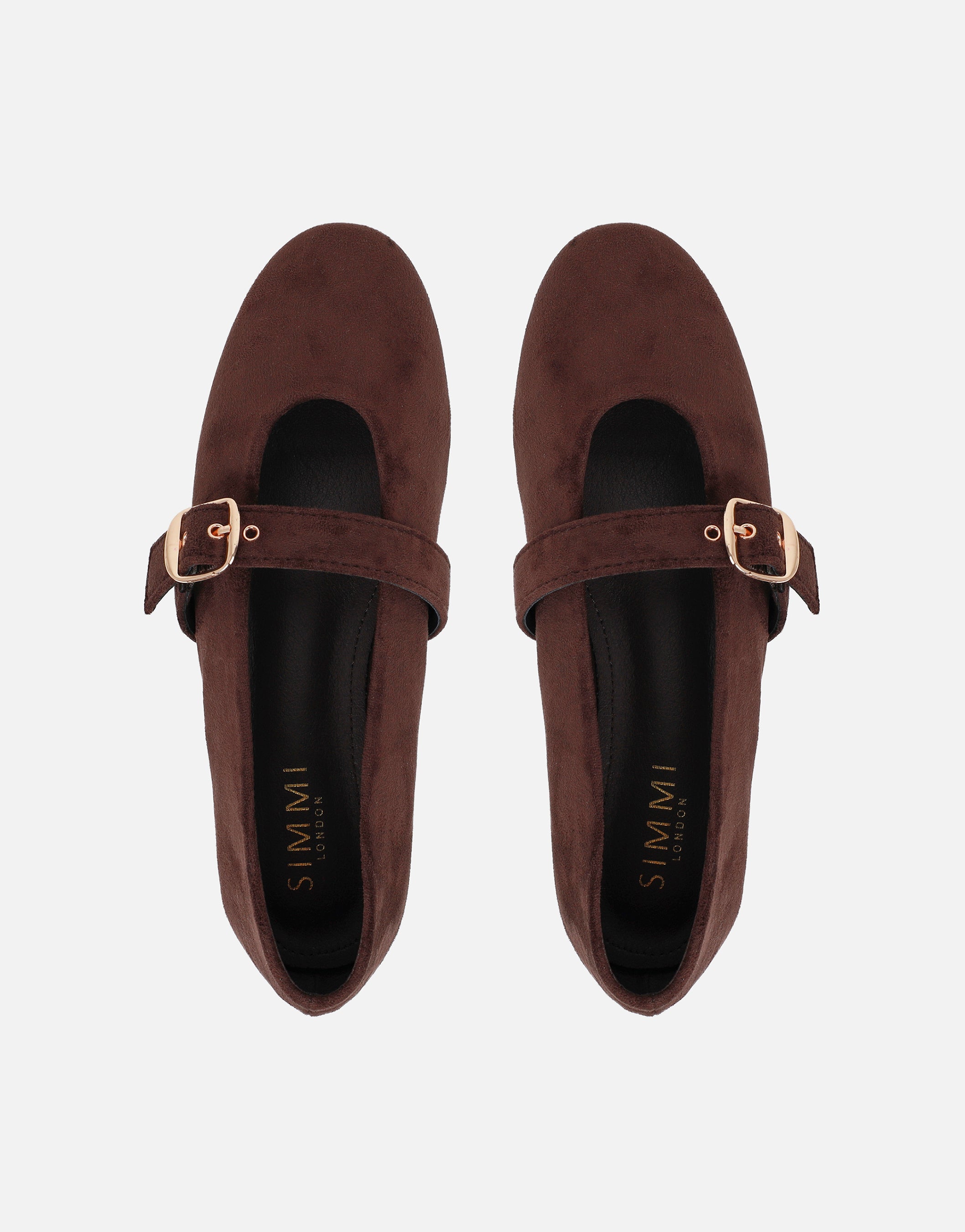 Fleur Brown Suede Buckle Ballets Flat | SIMMI London