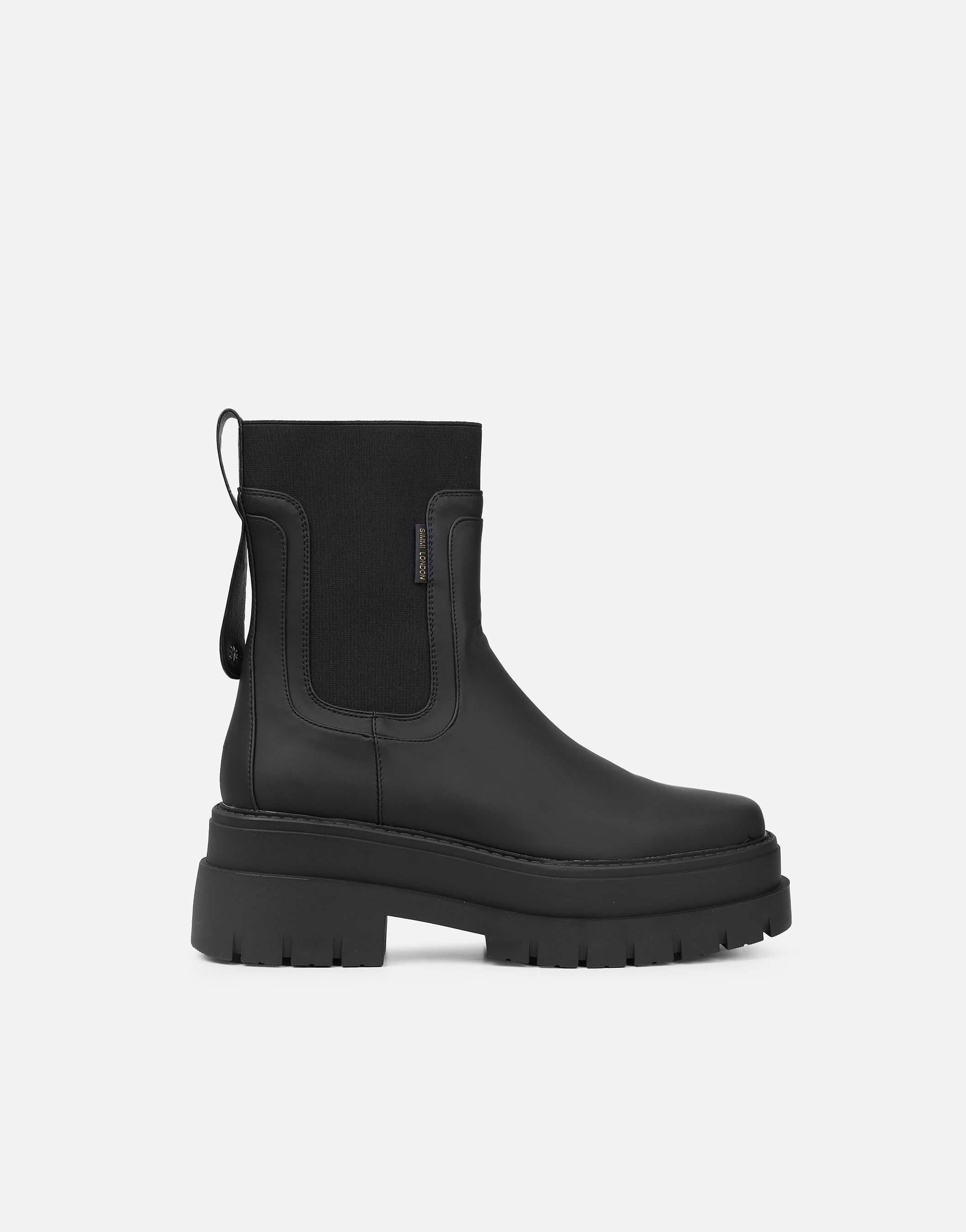 Ansel Black Rubberized Chunky Chelsea Boots | SIMMI London